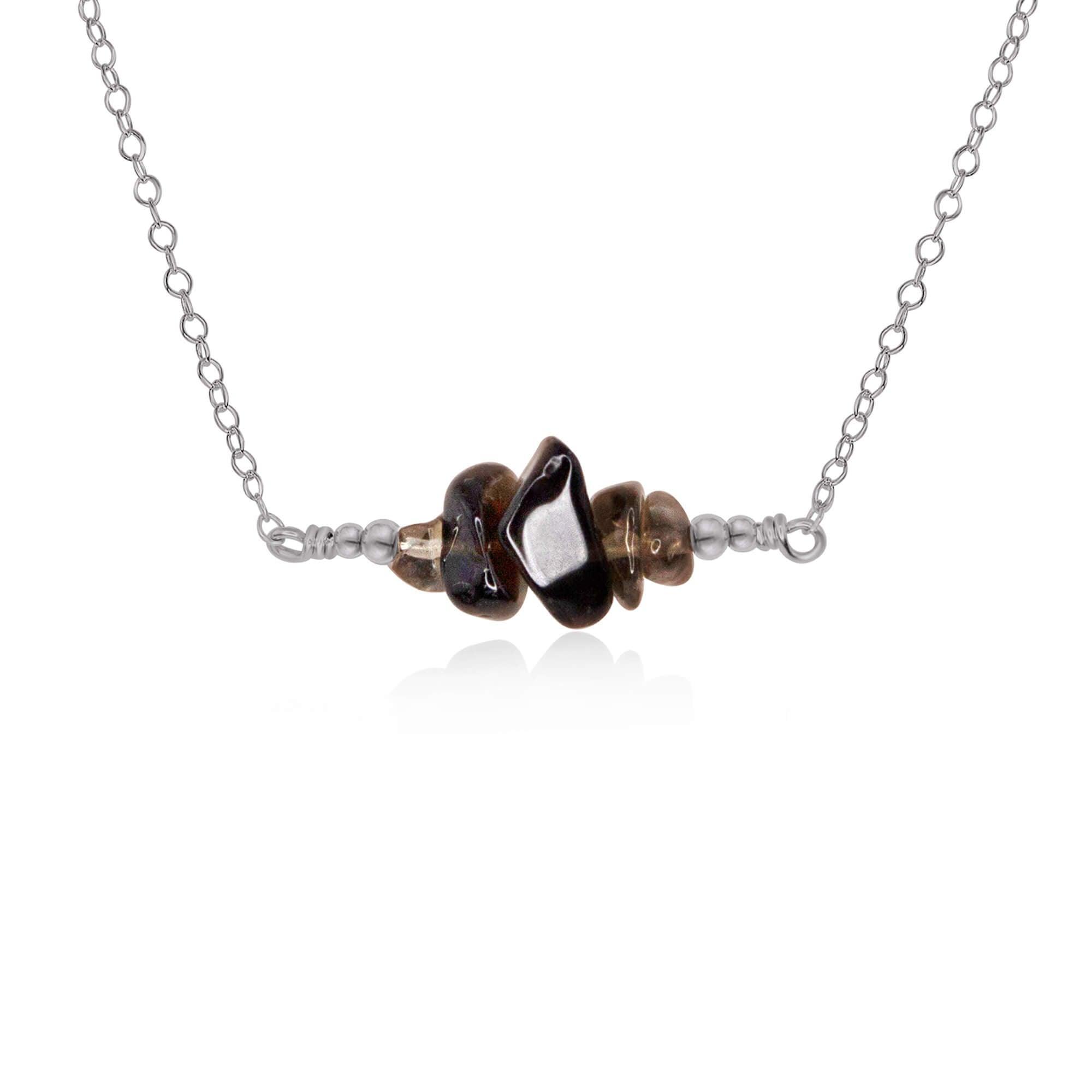 Smoky Quartz Chip Bead Bar Necklace for Women - Elegant Natural Stone Jewelry for Everyday Wear, Gifts & Boho Style Outfits