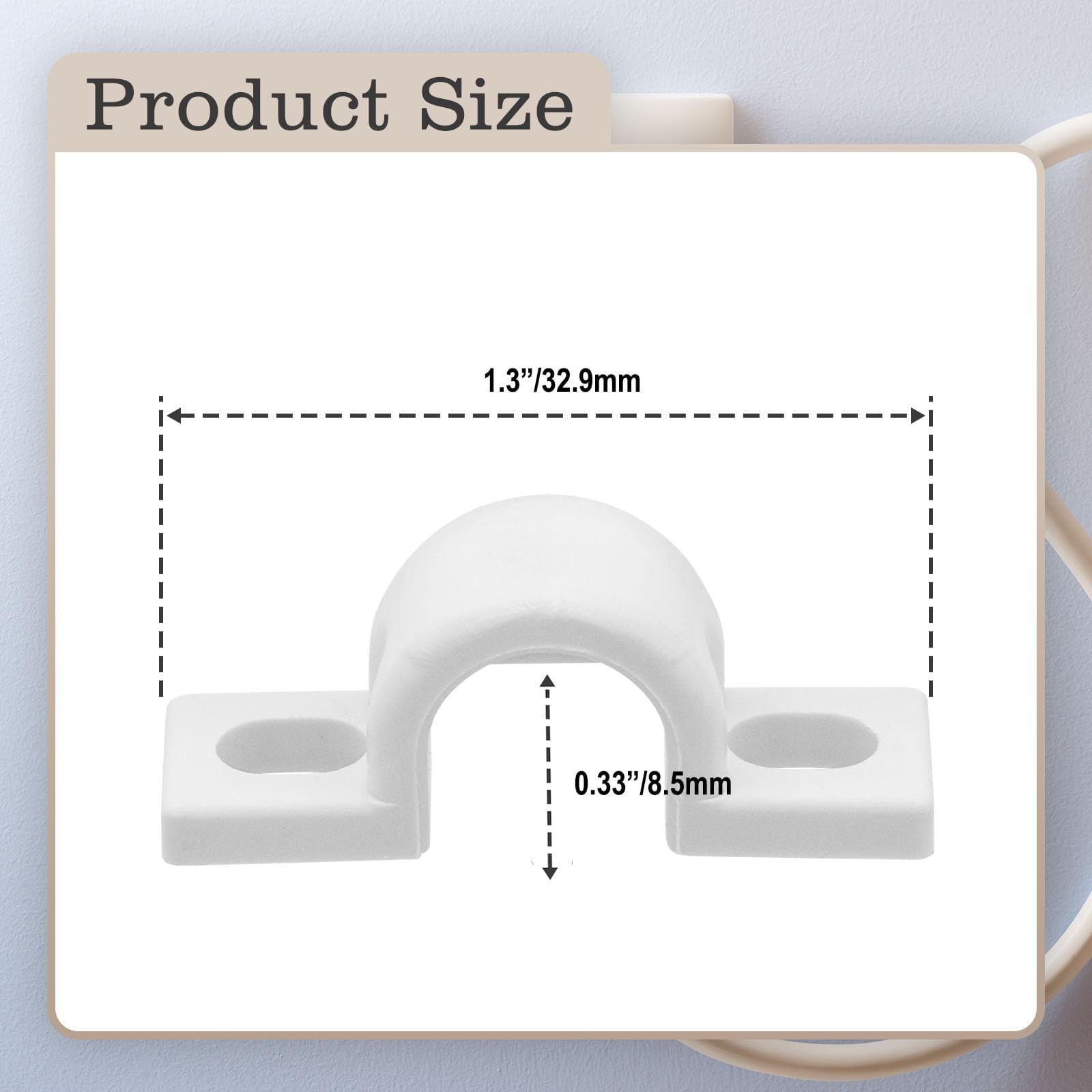 12Pcs White Plastic Wire Shelf Loop Clips - 8.5mm Wall Mounted Brackets for Wire Shelving, Drywall & Concrete Installation - Perfect for Garage Storage, Pantry Organization & Closet Shelving Systems