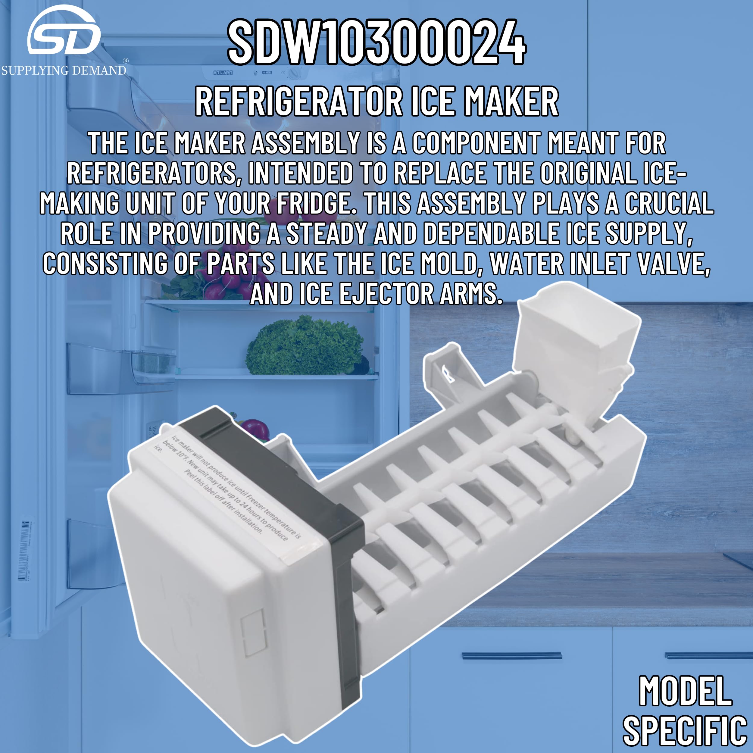 W10300024 4444453 Refrigerator Ice Maker Replacement - Model Specific (Not Universal) - Perfect for Kitchen Appliance Repair & DIY Home Maintenance