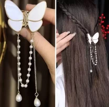 1 PCS White Marble Butterfly Hair Claw Clip for Women & Girls - Elegant Wedding Hair Accessory, Perfect for Bridal, Prom & Special Occasions