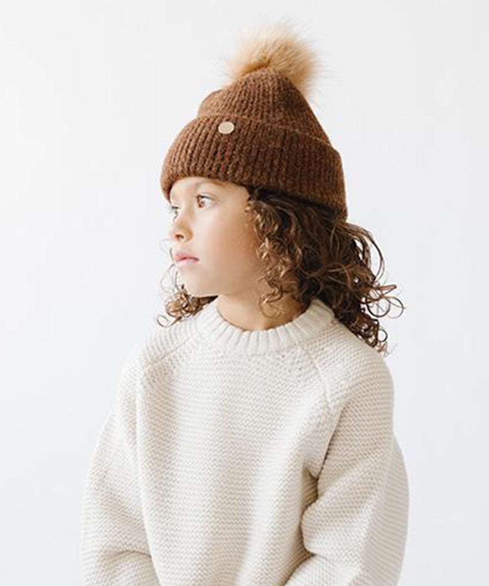Milo Kids Pom Beanie - Soft Winter Hat for Boys & Girls - Warm Knit Beanie with Faux Fur Pom Pom - Perfect for Snow Play, Outdoor Activities & Cold Weather Fashion