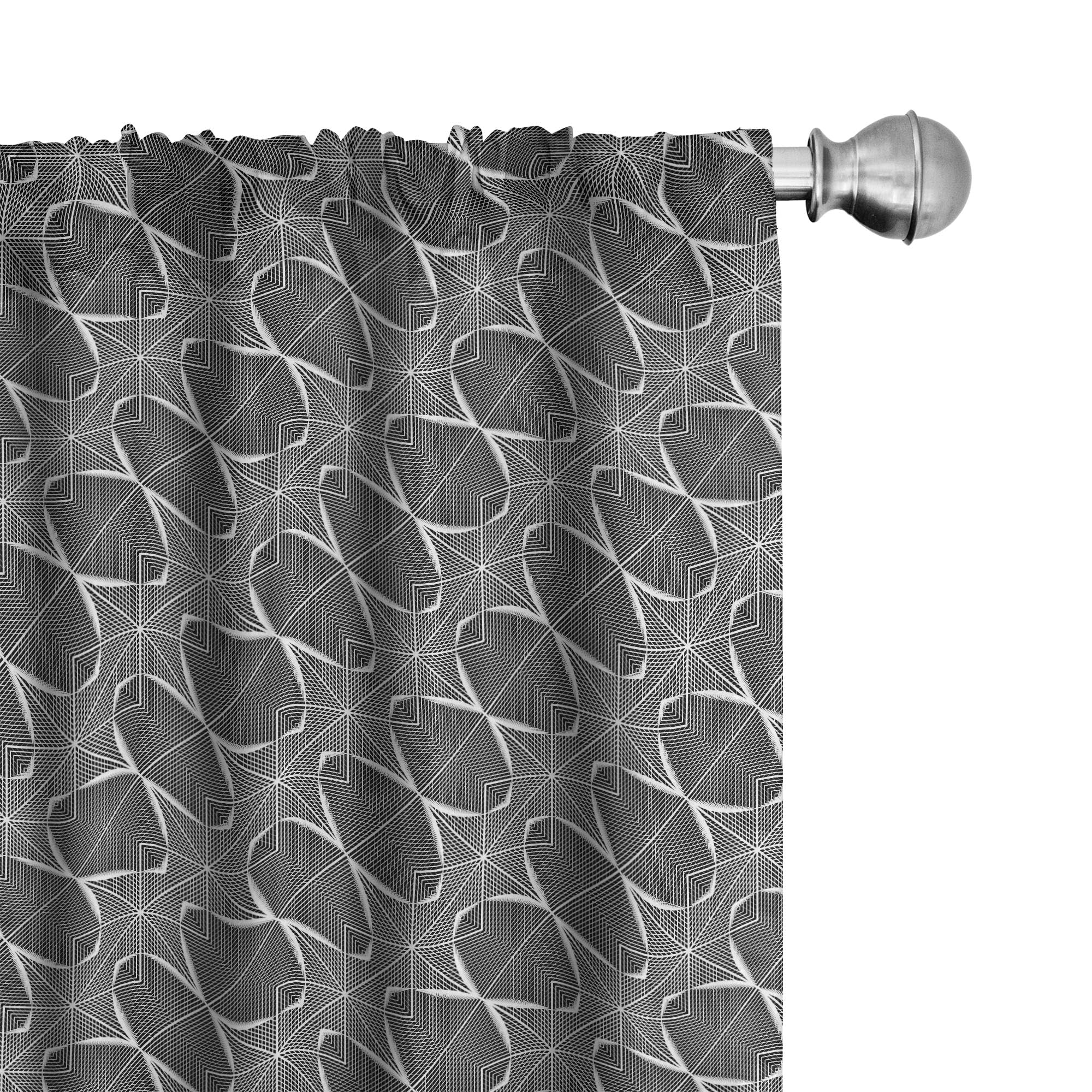 Ambesonne Abstract Window Curtains - Modern Geometric Grey & White Design, Lightweight 2-Panel Set with Rod Pocket (28