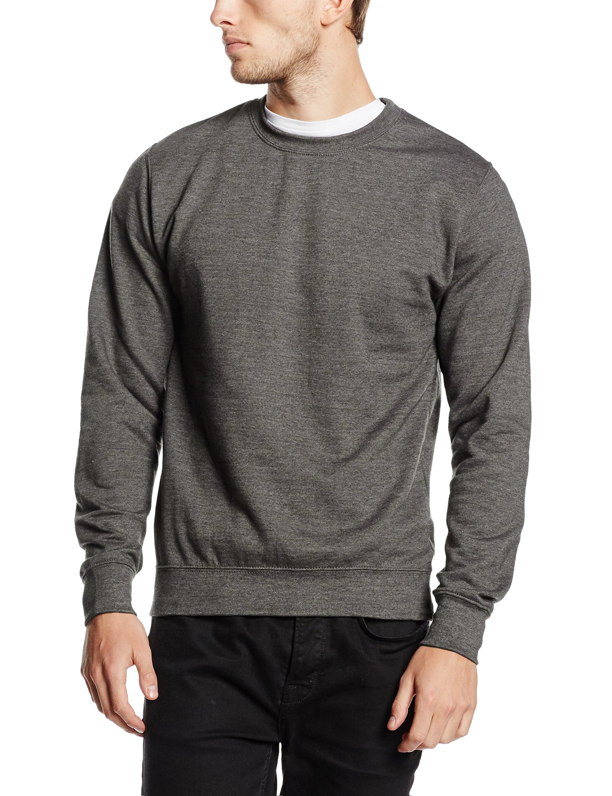 Just Hoods Unisex Crew Neck Plain Heavyweight Sweatshirt - 280 GSM, 2XL, Charcoal Grey | Casual Wear, Street Style, Loungewear, Gift for Men & Women