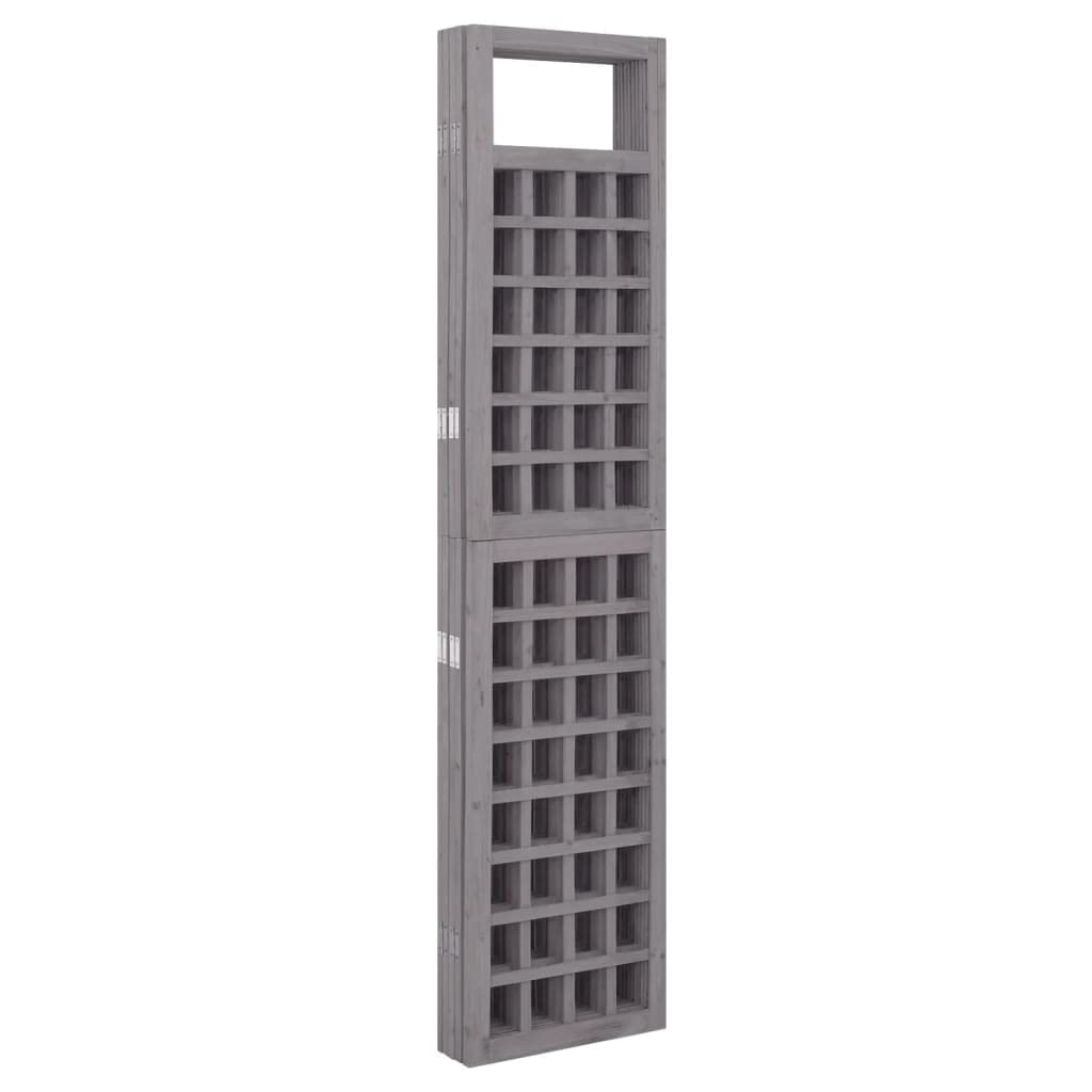 CHARMMA 5-Panel Room Divider with Trellis Design - Solid Fir Wood Screen in Gray (79.3