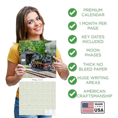 2025 Steam Train & Airplane Wall Calendar - 12