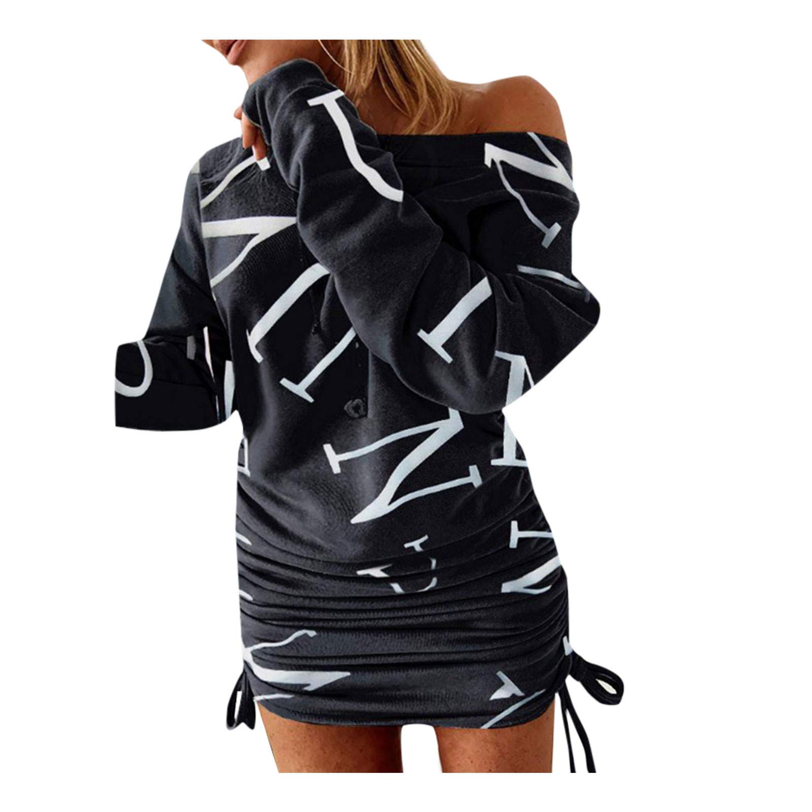 Women's Summer Dresses with Drawstring Shoulder & Pullover Design - Flowy Long Sleeve Printed Maxi Dress for Beach, Vacation, and Casual Outings