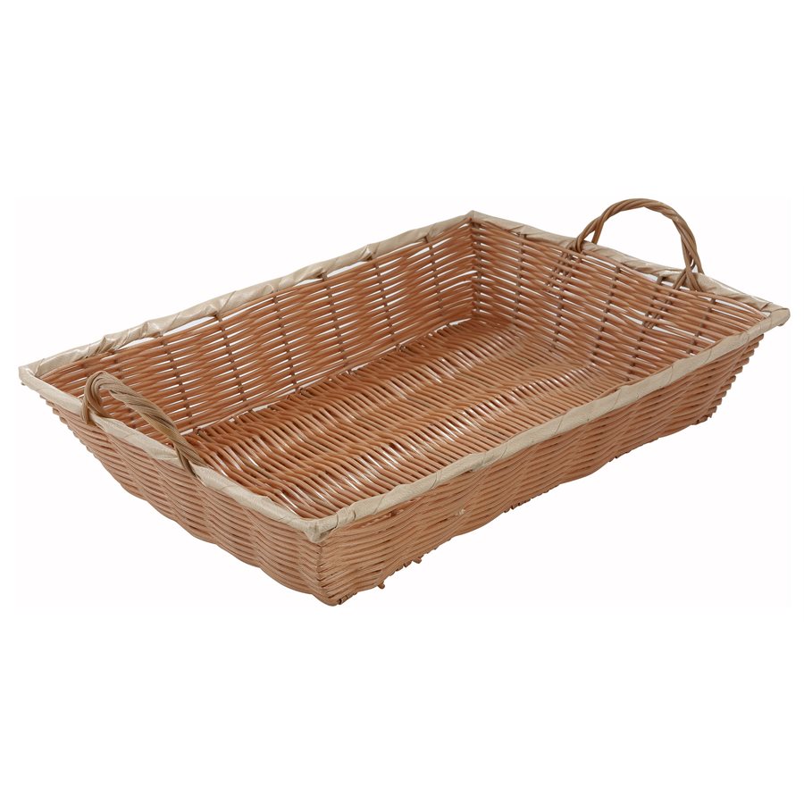 Winco Woven Storage Basket - 16 x 11 x 3 Inches - Natural Rattan Organizer for Home, Office & Nursery - Perfect for Toys, Blankets, Magazines & More