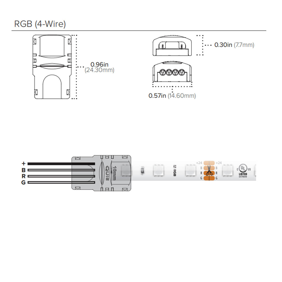 6in. HD Linking Cable with 4-Wire Snap Connector for Trulux Tunable CCT & RGB Tape Lights - Perfect for Home Theater, Kitchen Under Cabinet, and DIY LED Lighting Projects