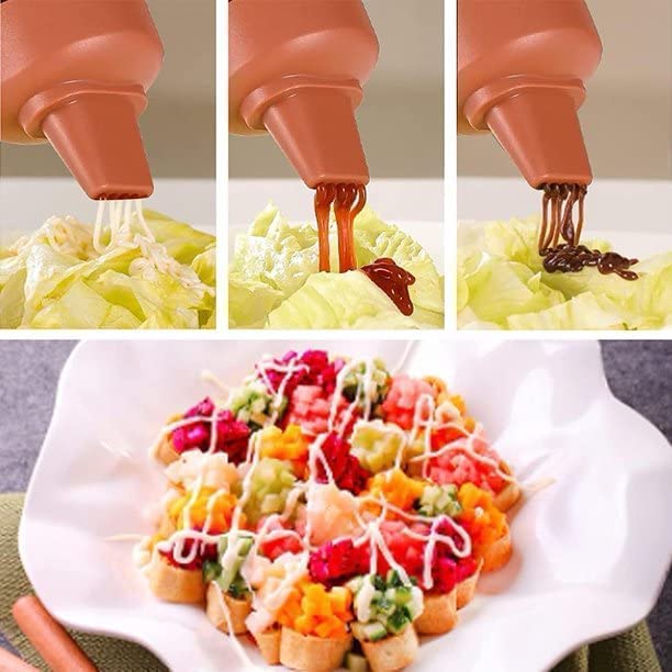 350ml WSEYZ Squeeze Bottle with Lid - 5-Hole Sauce Dispenser for Kitchen, BBQ, Salad Dressing & Baking | Portable Condiment Bottle for Home & Restaurant Use