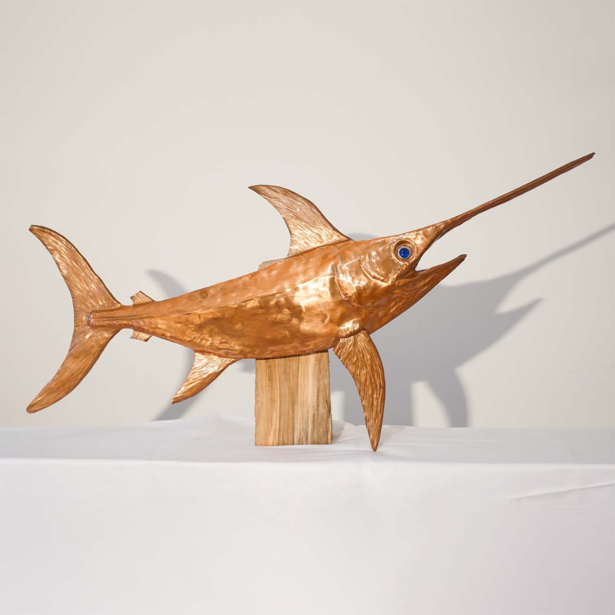 Handcrafted Pesce Spada Swordfish Copper Steel Sculpture - Elegant Home Decor, Office Art, and Unique Gift Idea