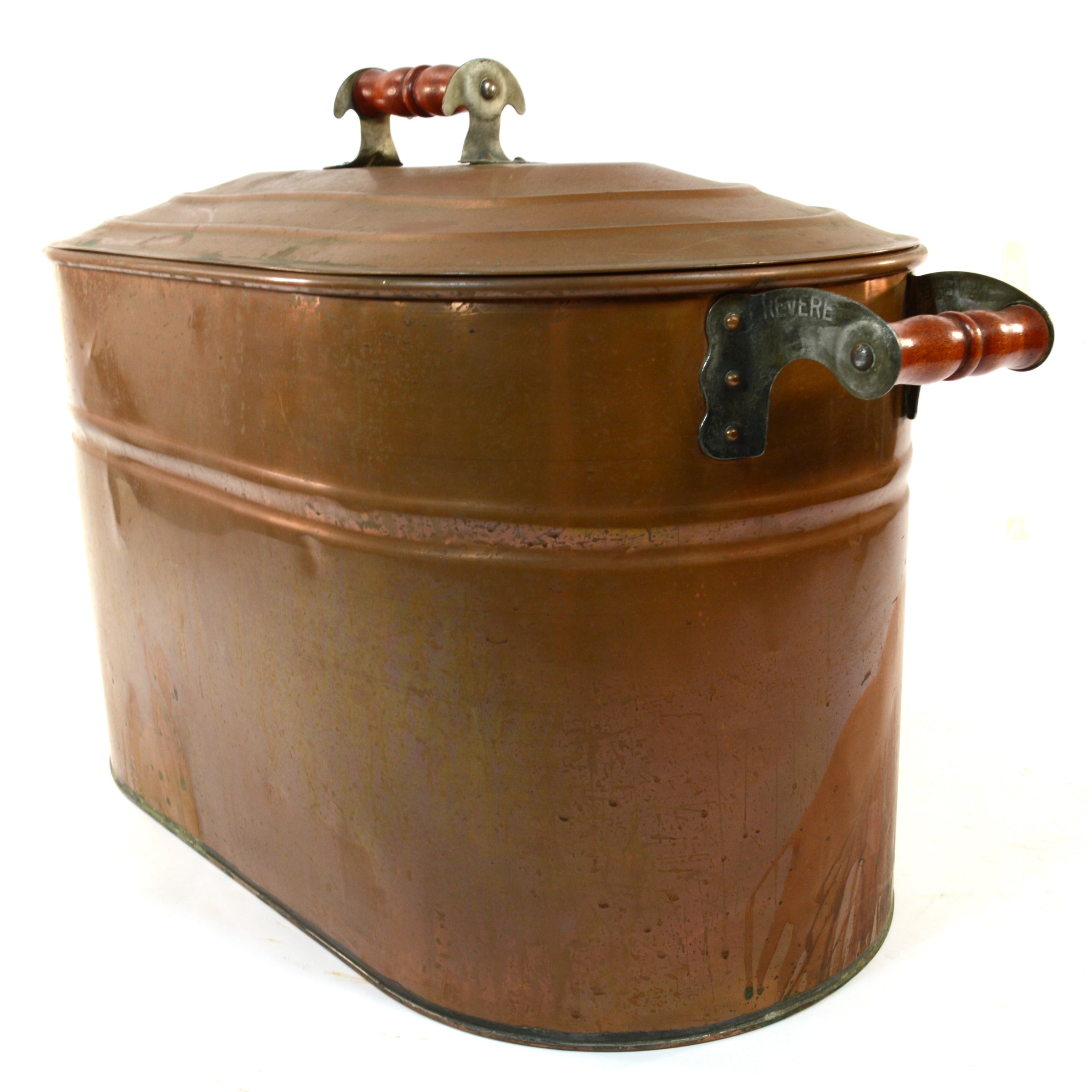 Vintage Revere Copper 14-Gallon Roasting Pan with Double Handles & Original Lid - Perfect for Large Family Dinners, Holiday Cooking, and Professional Catering