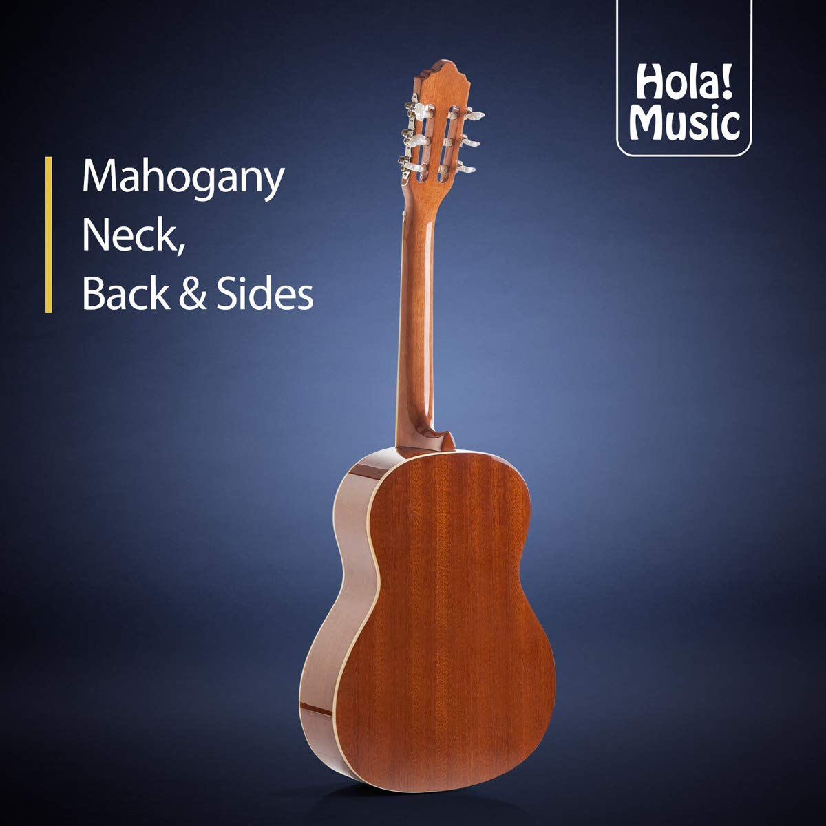 Hola! Music 3/4 Size 36 Inch Classical Guitar with Soft Nylon Strings | HG-36GLS Natural Gloss Finish | Includes FREE Padded Gig Bag | Perfect for Beginners, Students & Travel Musicians