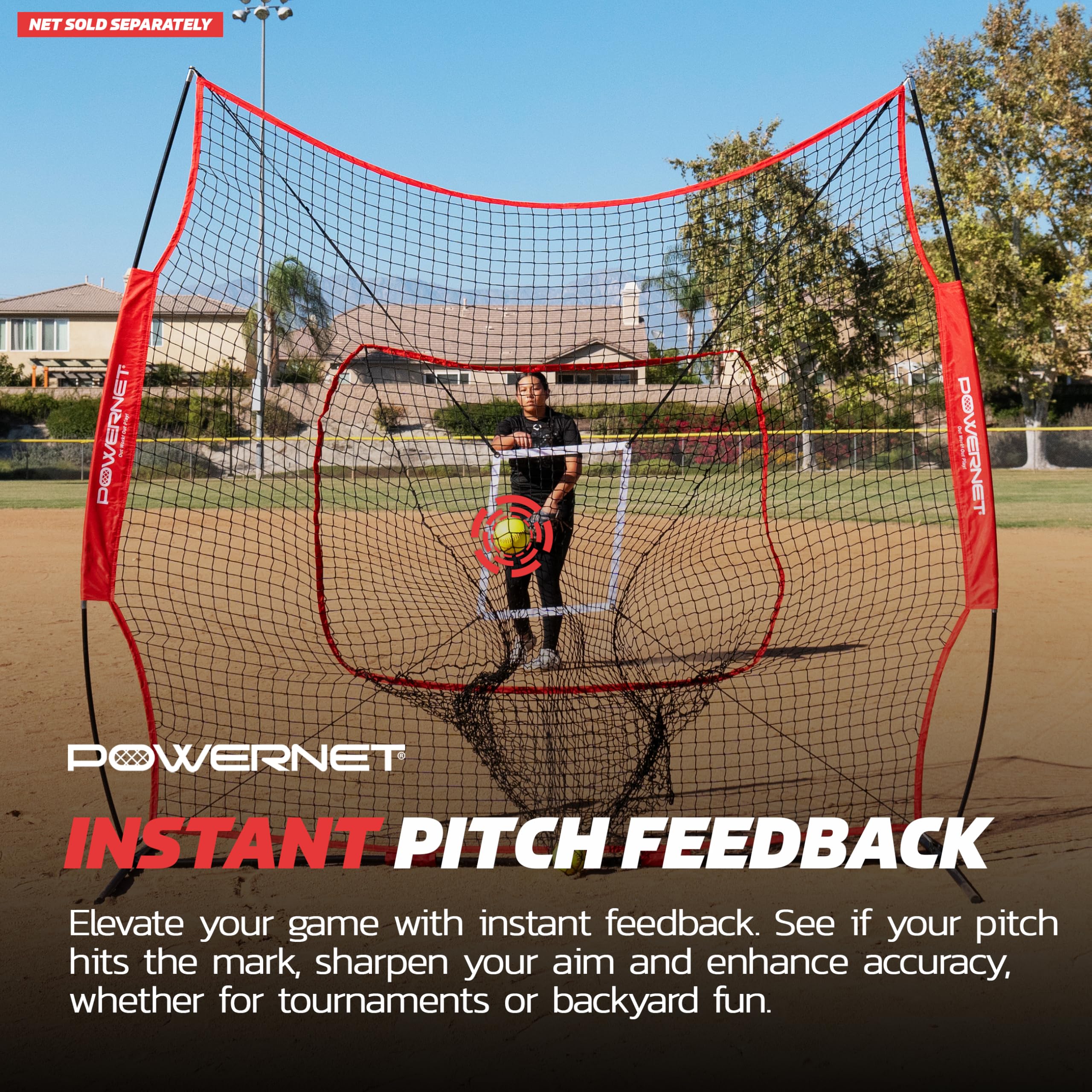 PowerNet Strike Zone Pitching Aid Attachment for 7-8 FT Baseball Nets | Pitching Training Equipment for Accuracy & Location Drills | Solo & Team Pitcher Practice Tool | Perfect for Backyard, Field & Cage Training (Net Sold Separately)