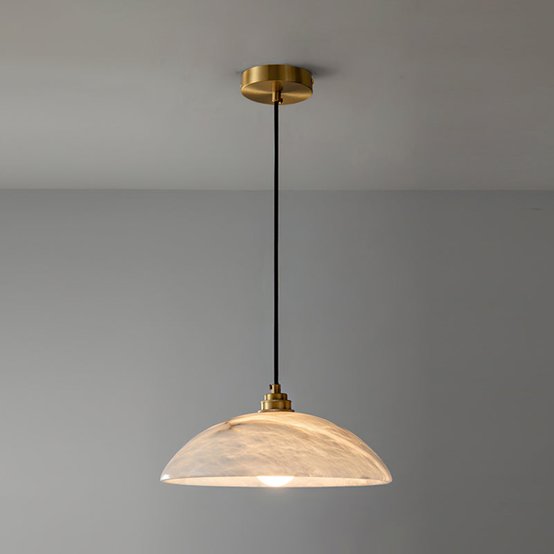 Elegant Dome Alabaster Pendant Light - Modern Crystal Glass Ceiling Lamp for Dining Room, Kitchen Island & Bedroom Lighting