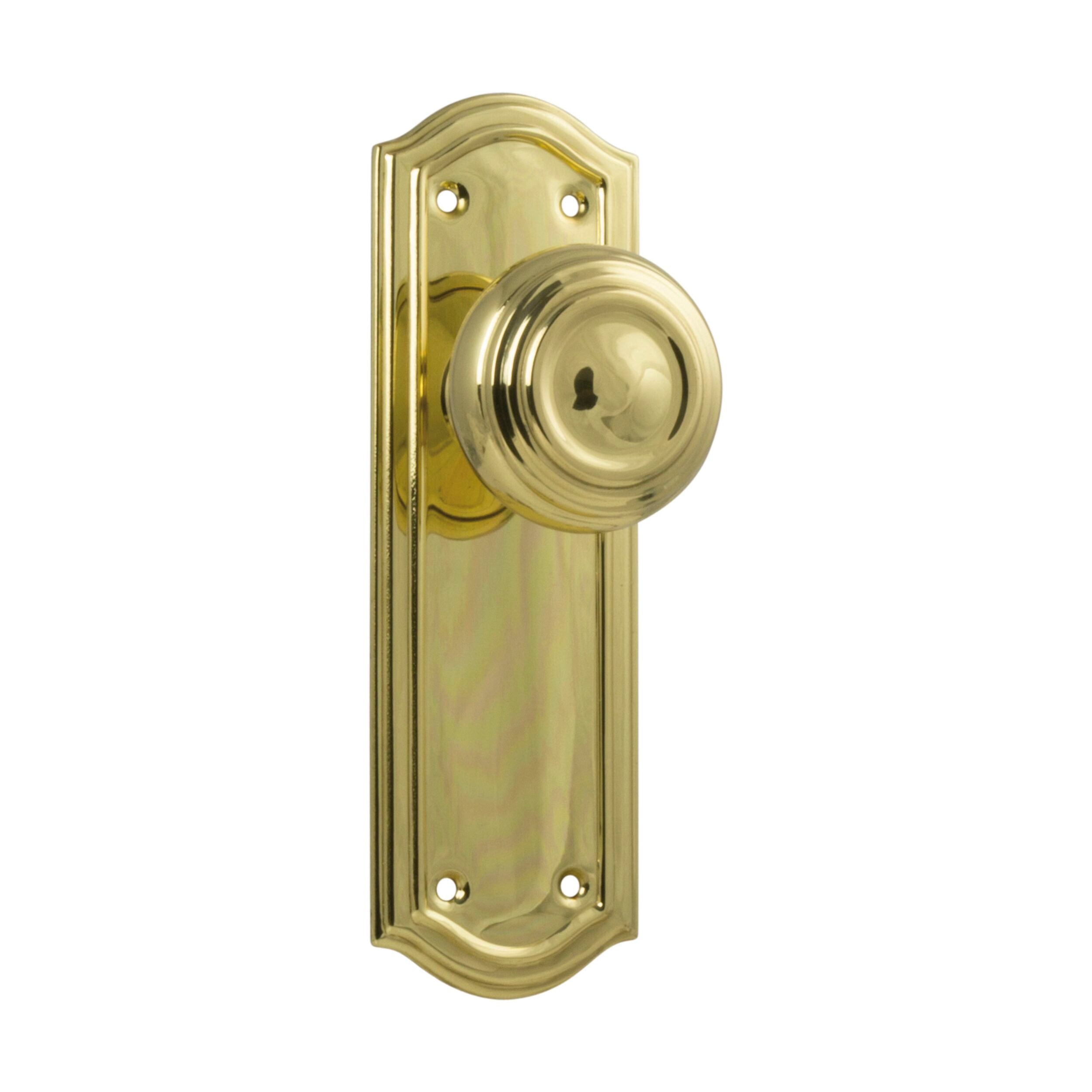 1072 Kensington Latch Door Knob Set - Polished Brass - H175xP57xW58mm - Vintage Style Cabinet & Furniture Hardware for Home Decor & Restoration Projects