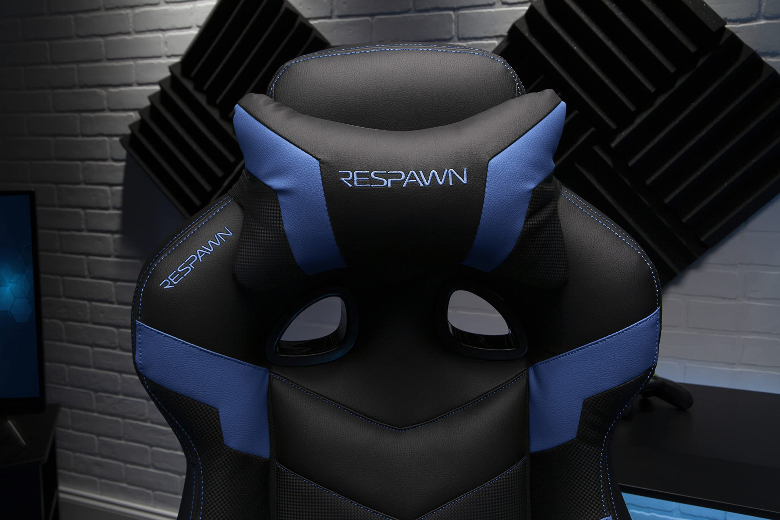 RESPAWN 110 Ergonomic Gaming Chair with Footrest - Racing Style High Back Office Chair with 360 Swivel, Adjustable Lumbar Support & Headrest Pillow - Perfect for PC Gaming, Home Office & Streaming Setup (2021 Blue)
