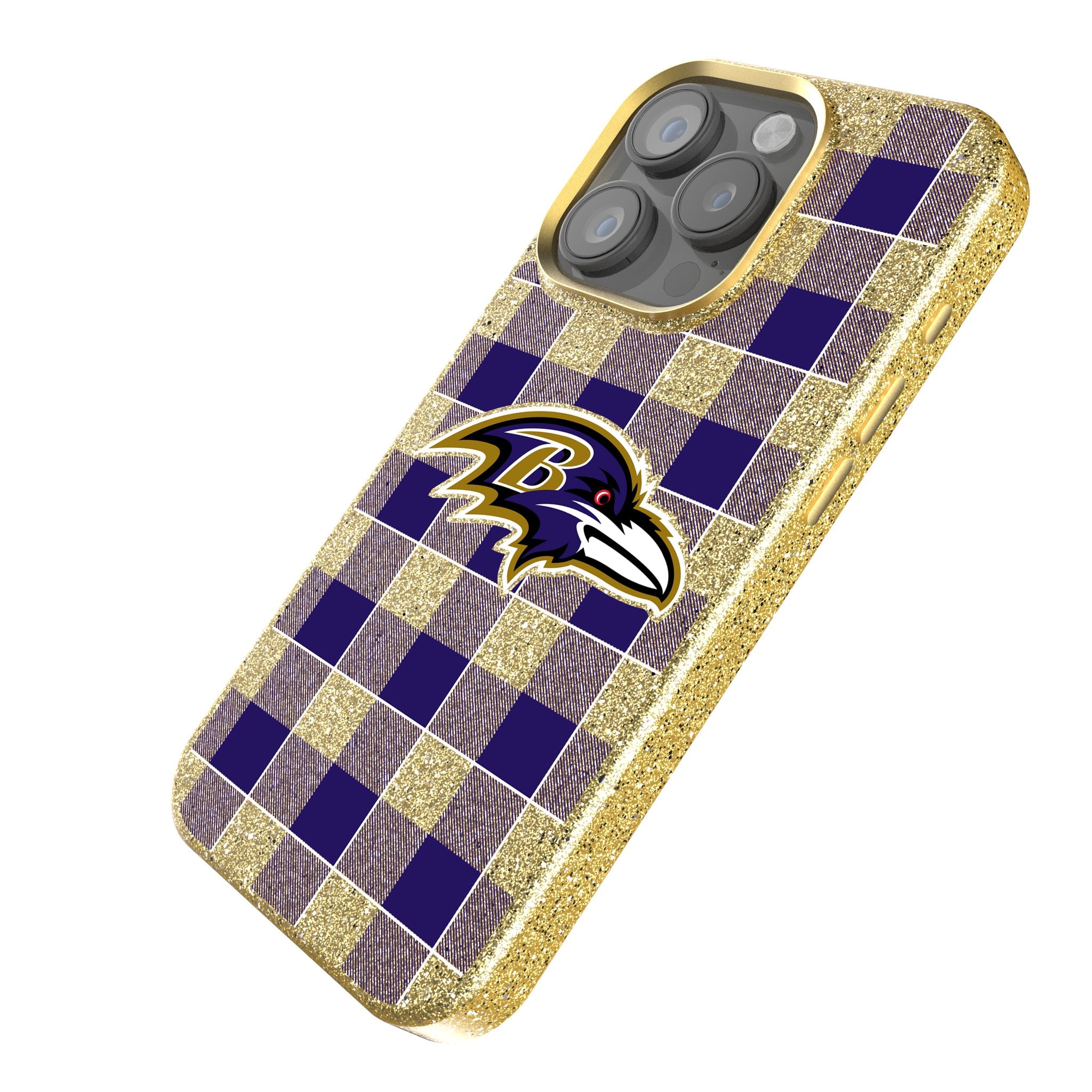 Baltimore Ravens Plaid Rhinestone Phone Case for iPhone & Samsung - Stylish Protective Cover for Football Fans & Game Day