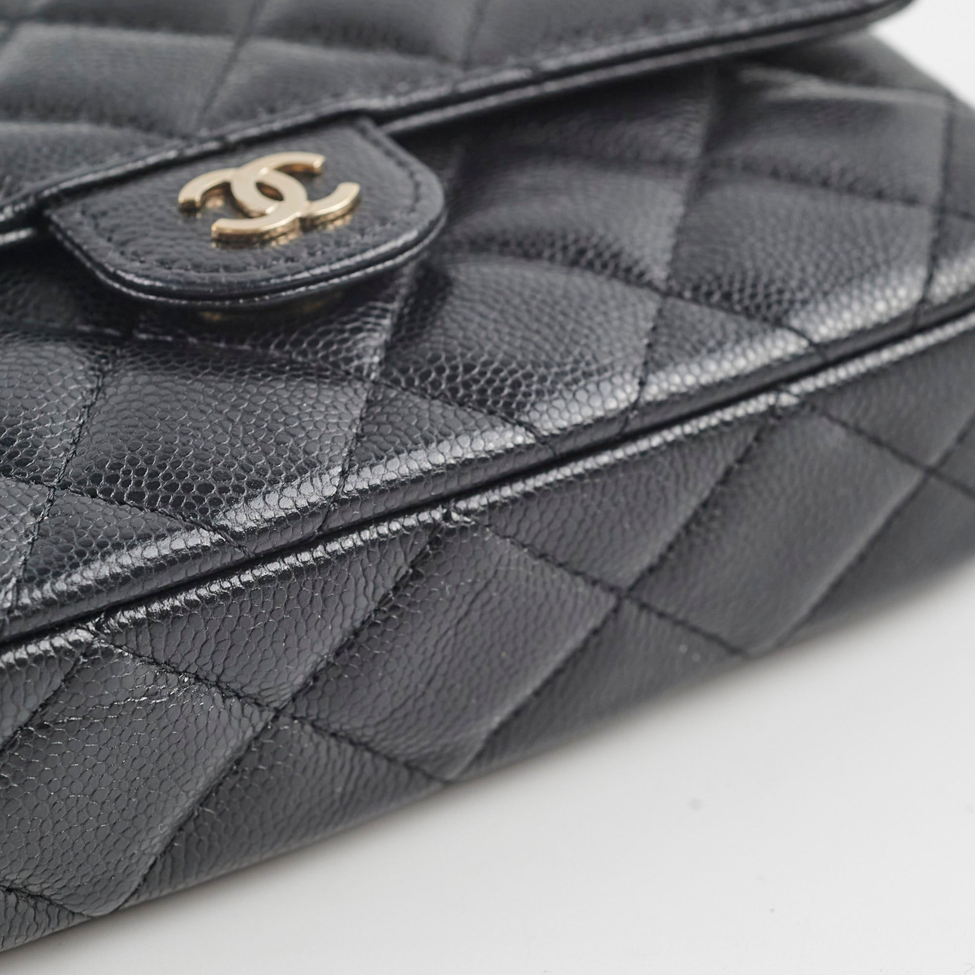 Chanel Double Sided Phone Holder Crossbody Bag - Genuine Caviar Leather with Microchip - Black Luxury Handbag for Women | Perfect for Daily Use, Travel & Shopping