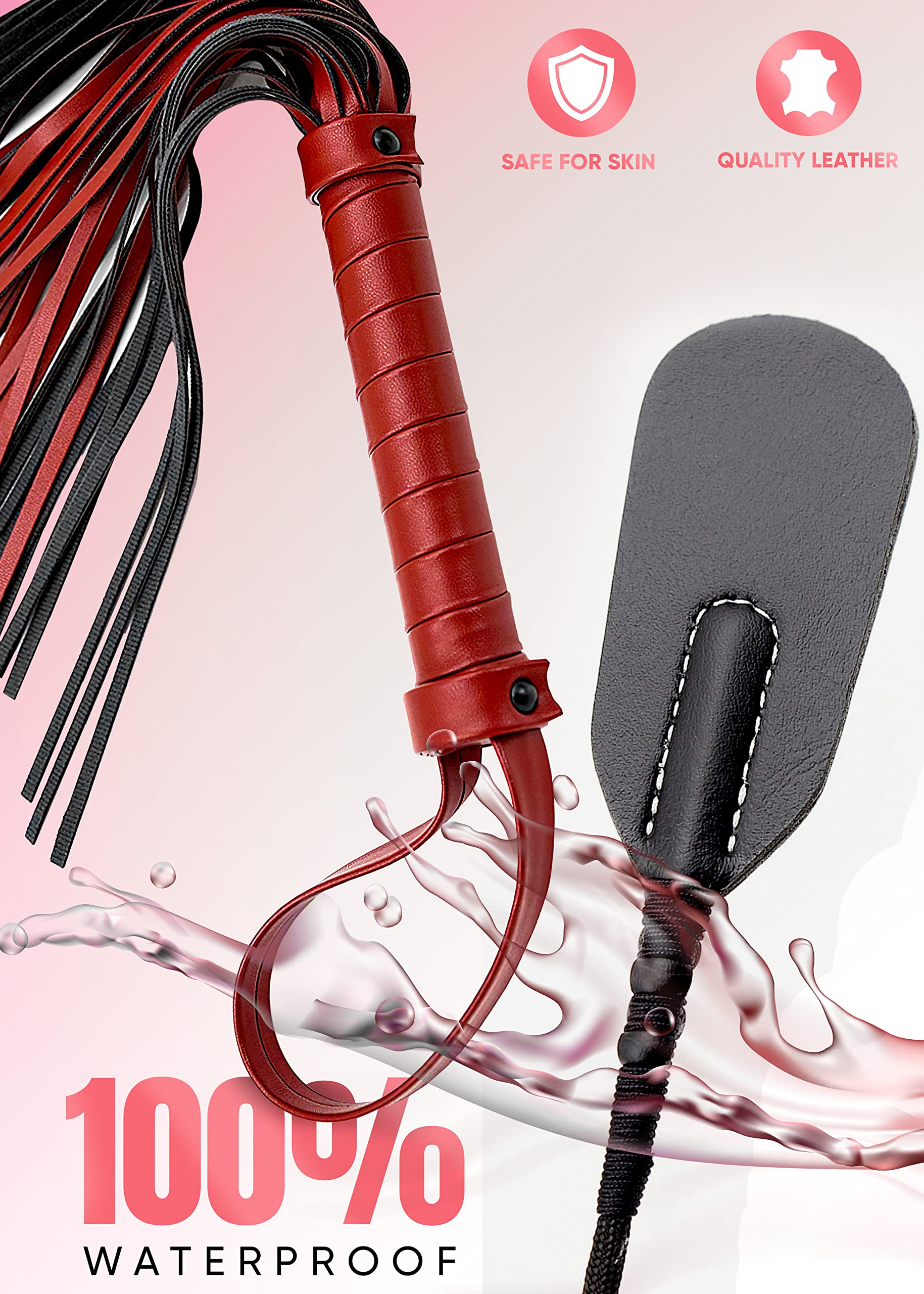BDSM Spanking Crop - Adult Flogger Whip for Couples, Fetish & Bondage Play - Premium SM Toy for Bedroom & Dungeon Scenes