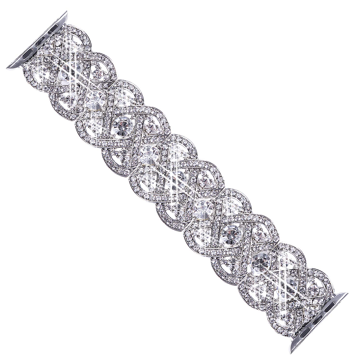 VIQIV Bling Bands for Apple Watch 40mm 44mm - Diamond Rhinestone Stainless Steel Metal Bracelet Strap Compatible with iWatch Series 1/2/3/4 - Elegant Women's Wristband for Party, Wedding & Daily Wear