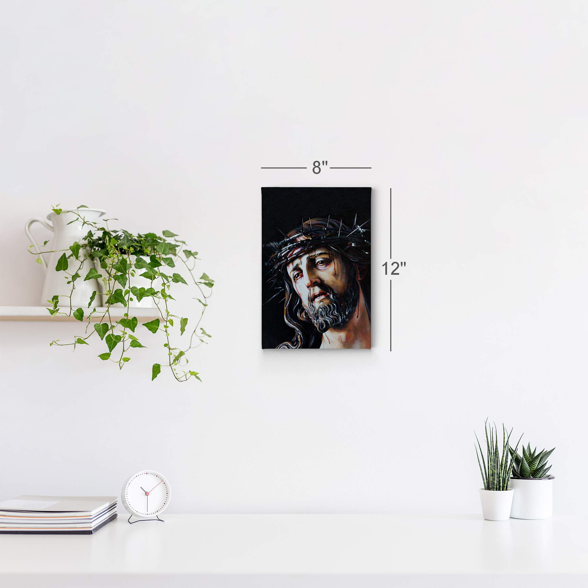 Jesus Christ in Crown of Thorns Canvas Wall Art - 36x24 Inch Religious Oil Painting Print for Christian Home Decor, Ready to Hang - Perfect for Living Room, Bedroom & Office - Inspirational Gift for Faithful
