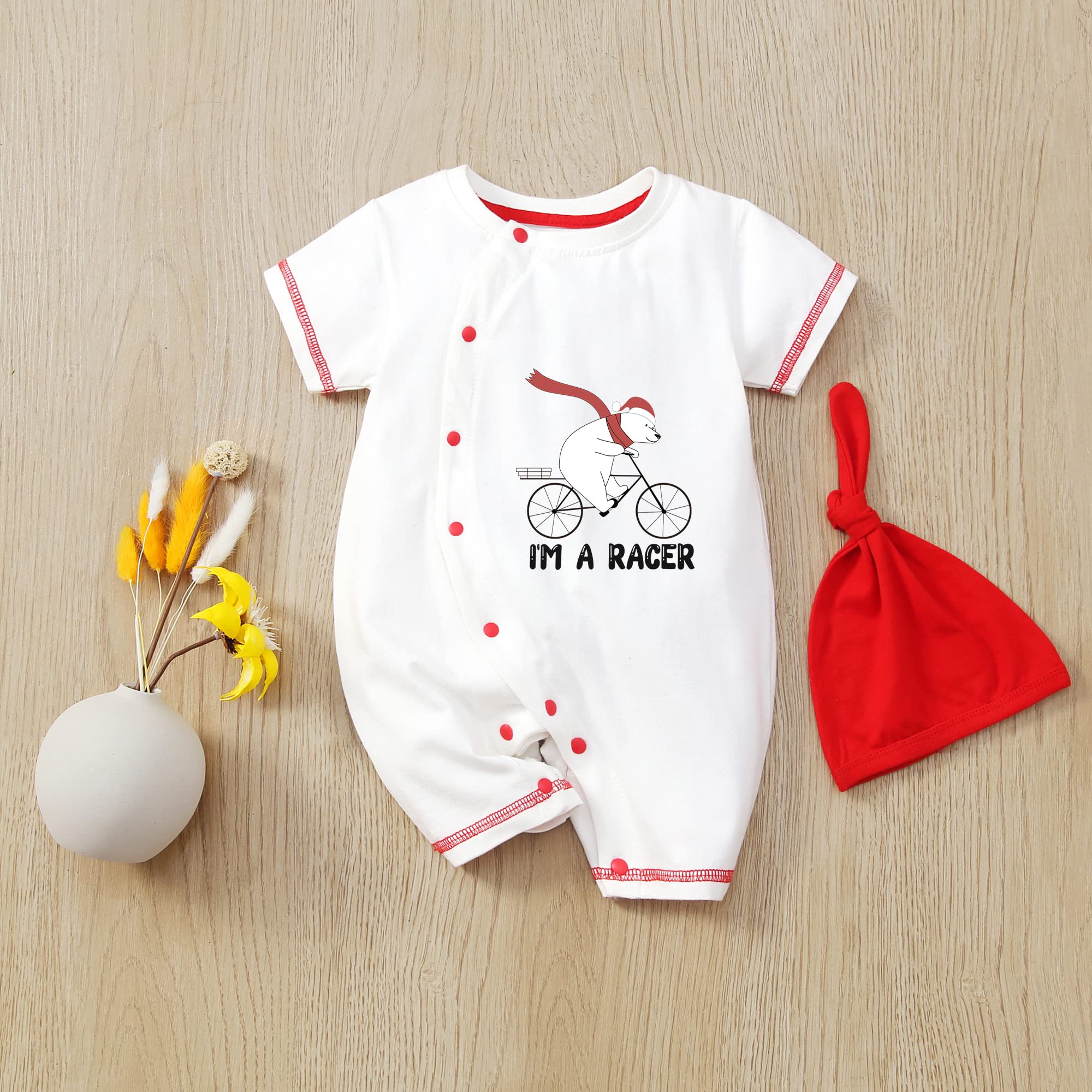 Newborn Cotton Short Sleeve Baby Bodysuit - Funny 'I Am Rider' Cute Bear Design - Unisex Infant Outfits for Boys & Girls 0-24 Months | Perfect for Playtime, Photo Shoots & Everyday Wear
