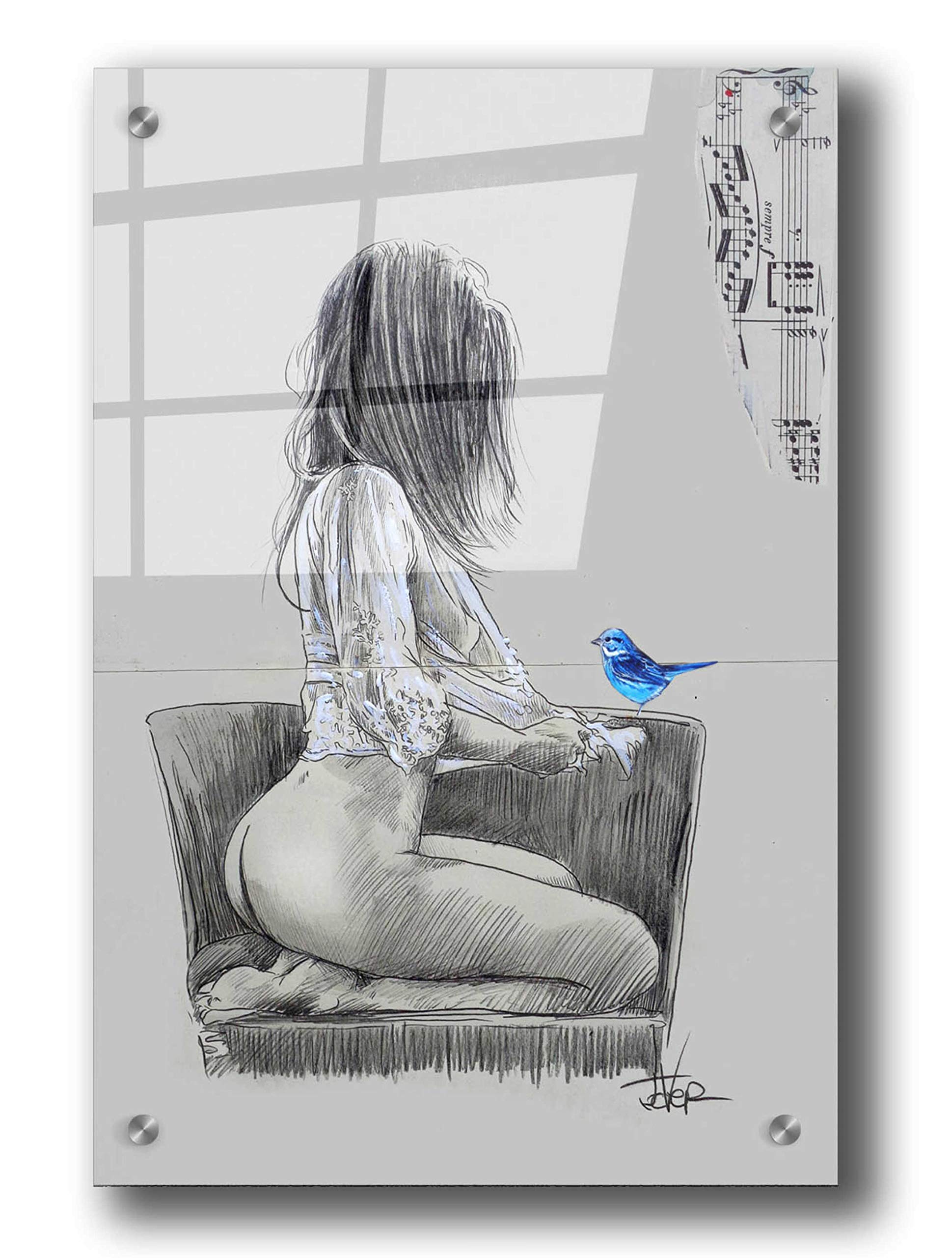 Birdsong by Loui Jover - Premium Acrylic Glass Wall Art Print 24x36 Inches - Modern Home Decor for Living Room, Bedroom & Office