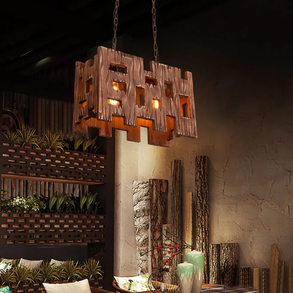 Vintage Dark Wood Pendant Light - Industrial Rustic Ceiling Fixture for Restaurants, Cafes, Bars & Kitchen Island Lighting