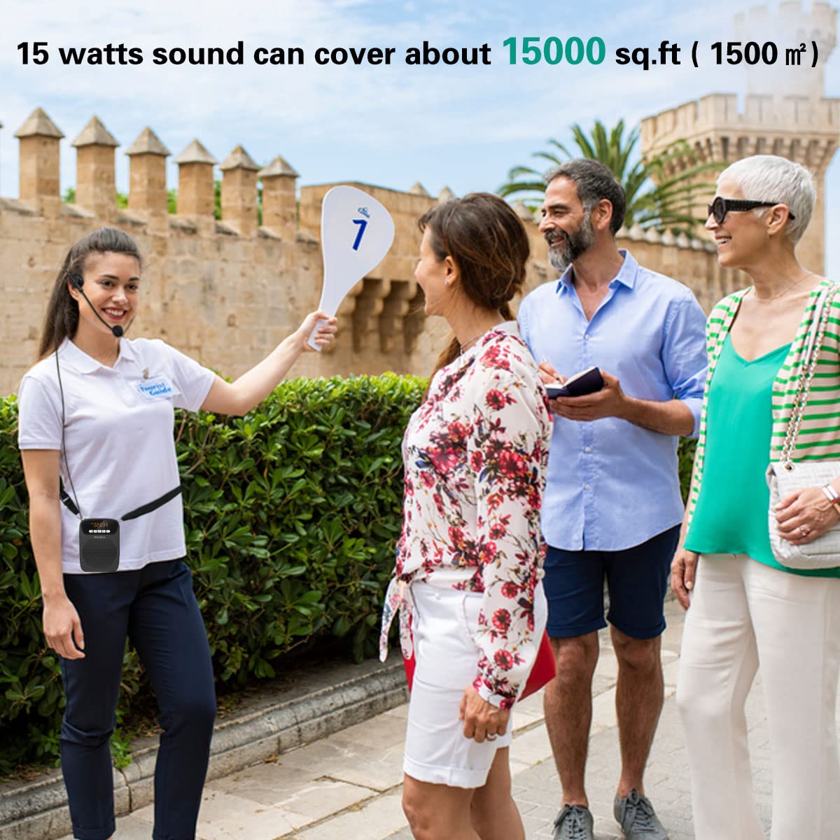 Portable 15W Mini Voice Amplifier with Bluetooth, FM Radio & MP3 - Rechargeable Wireless Speaker for Teachers, Tour Guides, Presentations & Outdoor Events