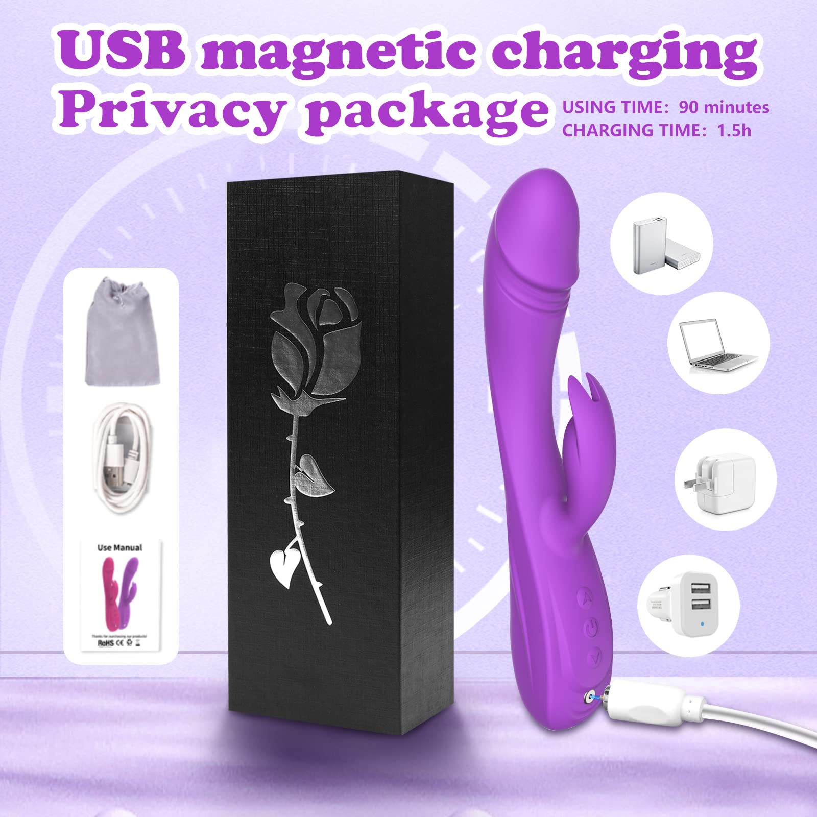Premium Rabbit G-Spot Vibrator - 7 Powerful Vibration Modes & 8.4