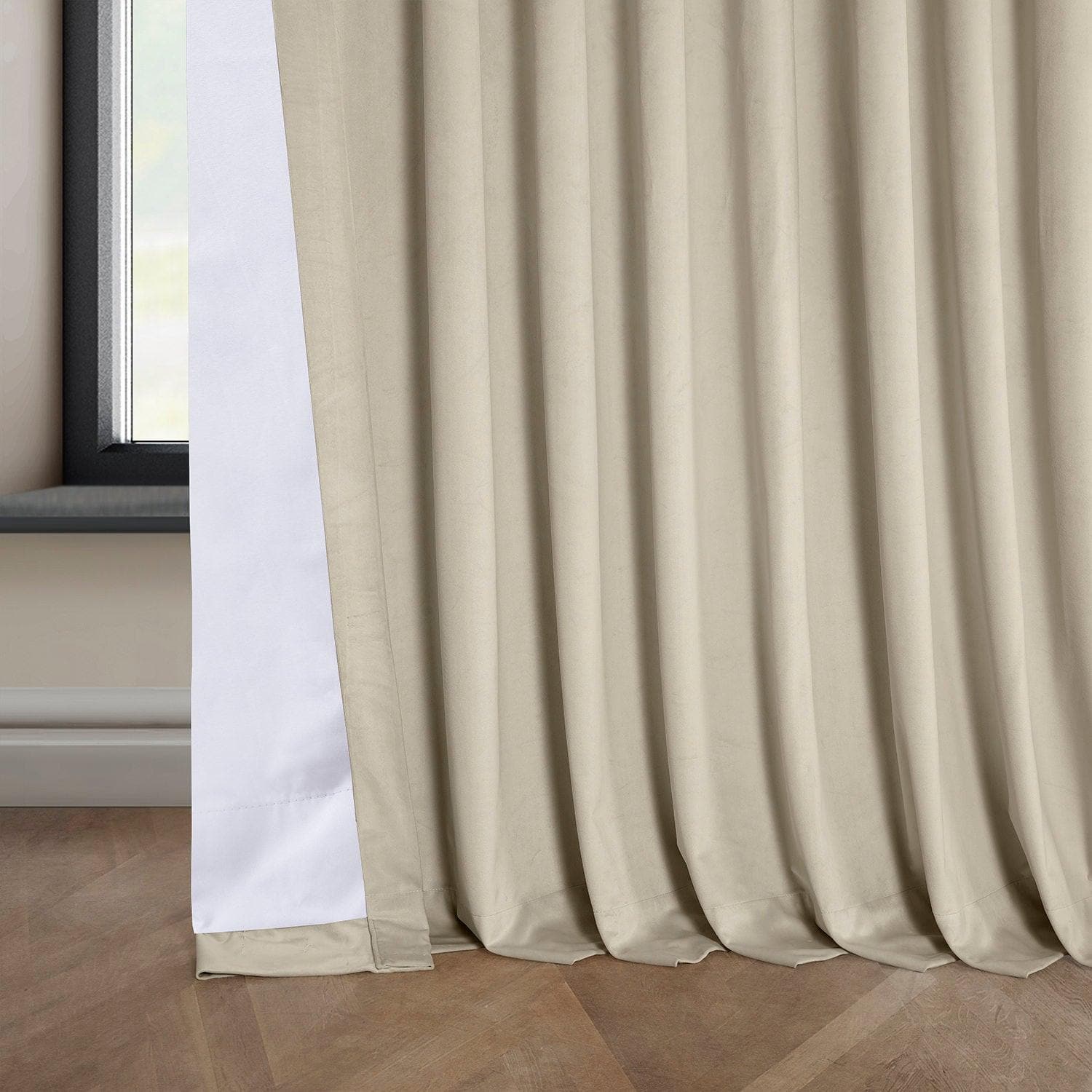 Luxury Angora Beige Extra Wide Plush Velvet Blackout Curtains for Bedroom & Living Room - Soundproof Thermal Insulated Drapes for Hotels, Home Theater, and Nursery