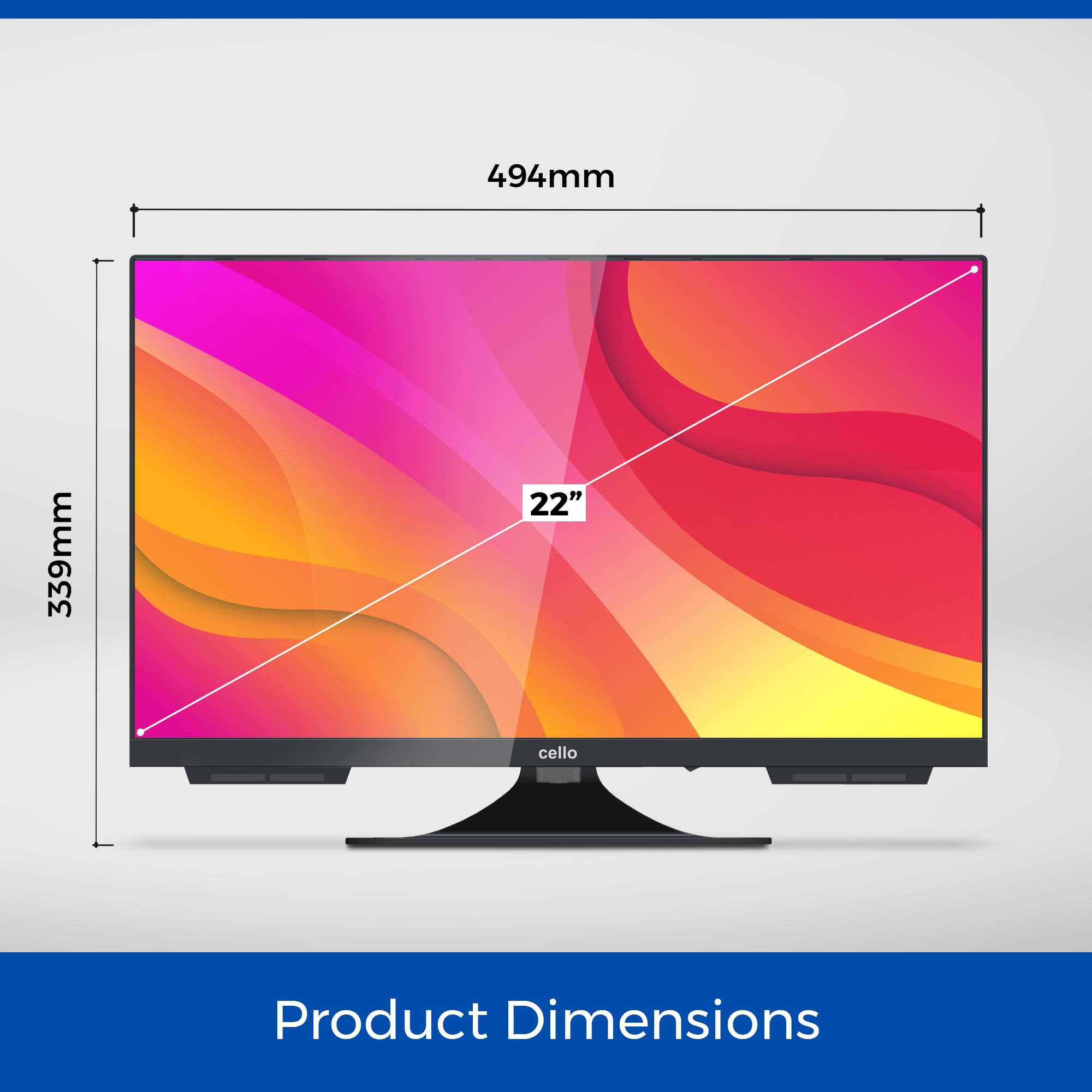22 Inch Cello C2224WS 12V Smart Frameless Travel TV with Pitch Perfect Speakers | WebOS, Freeview Play, FreeSat, Bluetooth, Netflix | Compact TV for Motorhomes, Caravans & Camping | UK Made