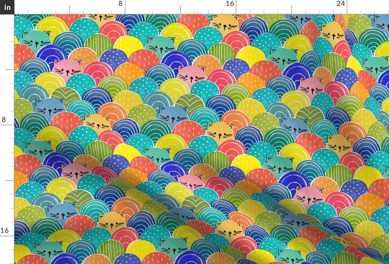 Geometric Cats Abstract Small Scale Printed Minky Fabric Fat Quarter - Soft Plush Fabric for Sewing Baby Blankets, Quilt Backing & Plush Toys - Perfect for DIY Crafts, Nursery Decor & Gift Making