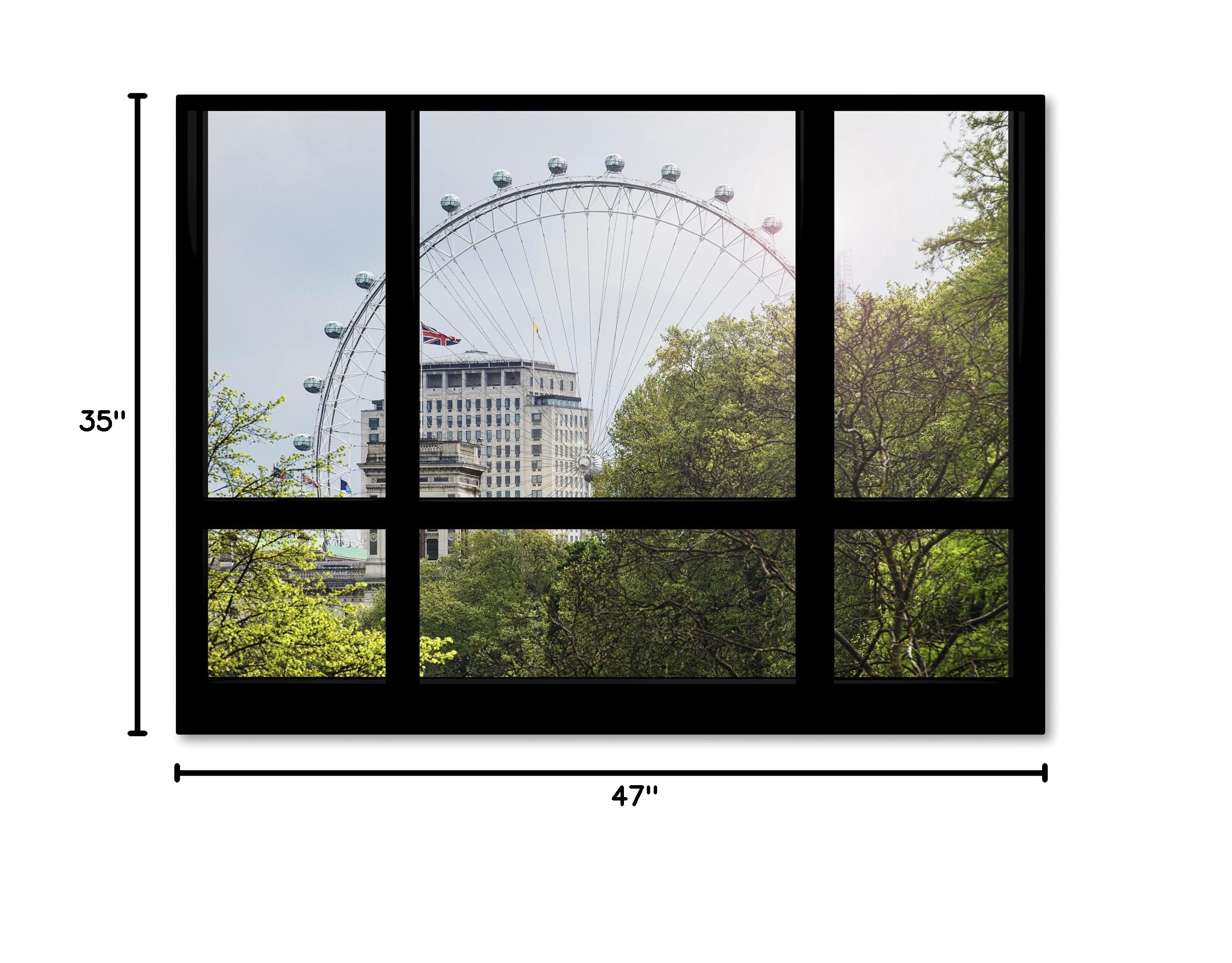Philippe Hugonnard The London Eye 1 - 35x47 Inch Premium Wall Art Print for Living Room, Bedroom & Office Decor - Trademark Fine Art Window View Collection
