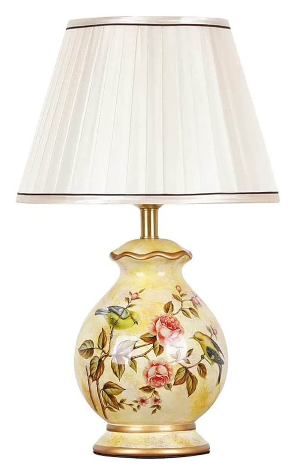 Vintage Ceramic Table Lamp with Brass Base - Retro Bedside Lamp for Bedroom, Living Room & Dresser Decor | Perfect for Nightstands, Home Office & Cozy Reading Nooks
