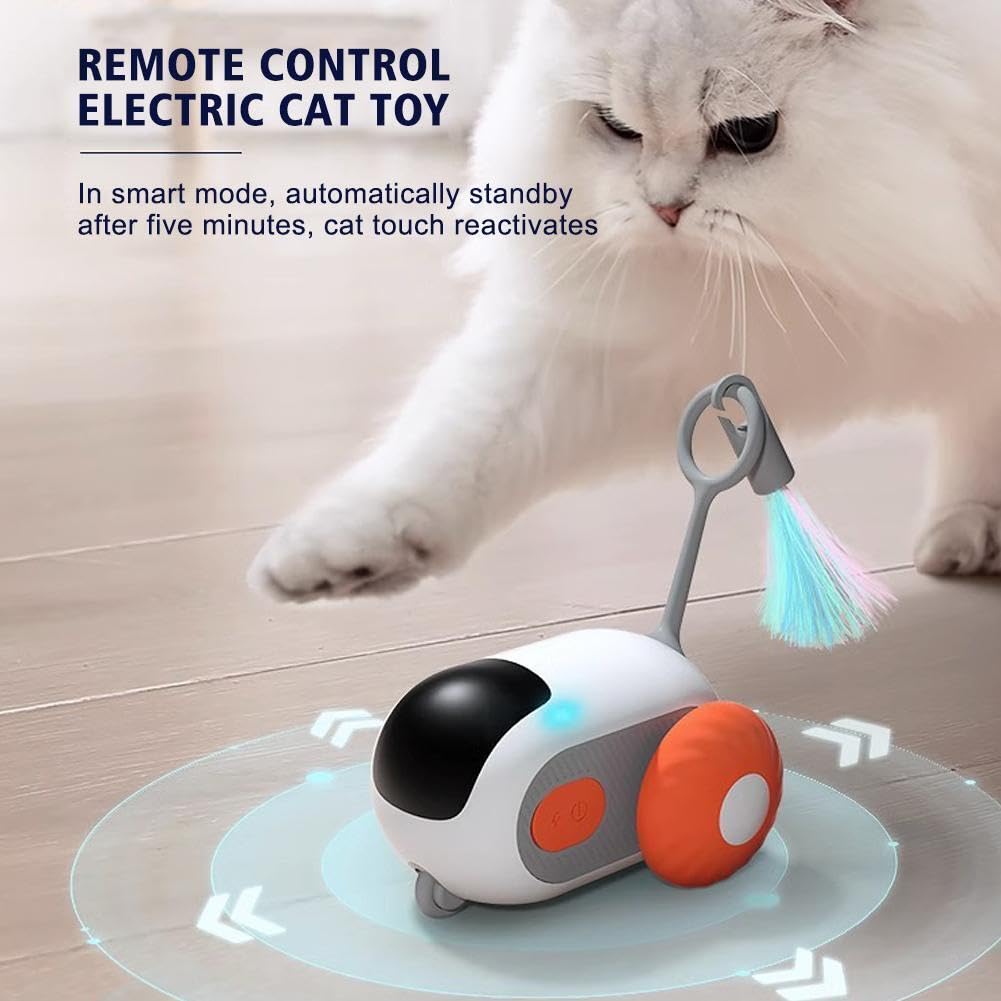 Turbo Tail 2.0 Interactive Cat Toy - 2024 Best Gravity-Sensing Popper Toy with 3 Play Modes for Indoor Cats, Orange - Perfect for Playtime, Exercise & Bonding with Your Feline Friend