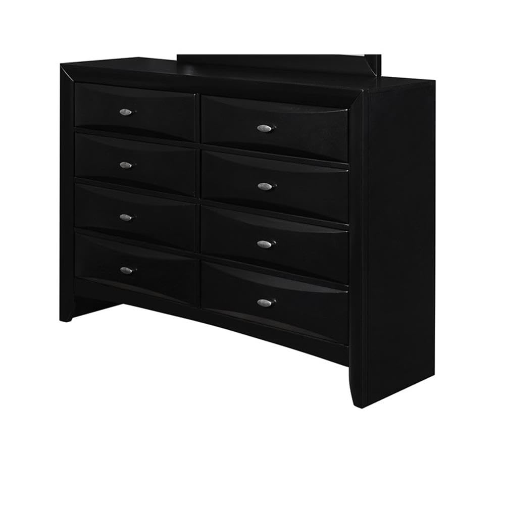 Global Furniture Linda Black Dresser - Modern 6-Drawer Chest for Bedroom & Living Room Storage | Stylish & Durable Home Organization Solution