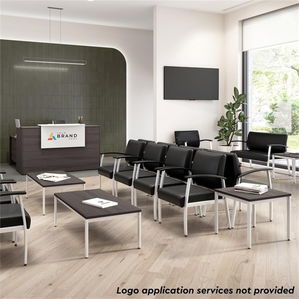 Bush Business Furniture Arrive Bariatric Waiting Room Guest Chair with Arms - Heavy Duty Black Vinyl Office Seating for Reception Areas, Lobbies & Healthcare Facilities - Perfect for Clinics, Hospitals & Corporate Waiting Rooms