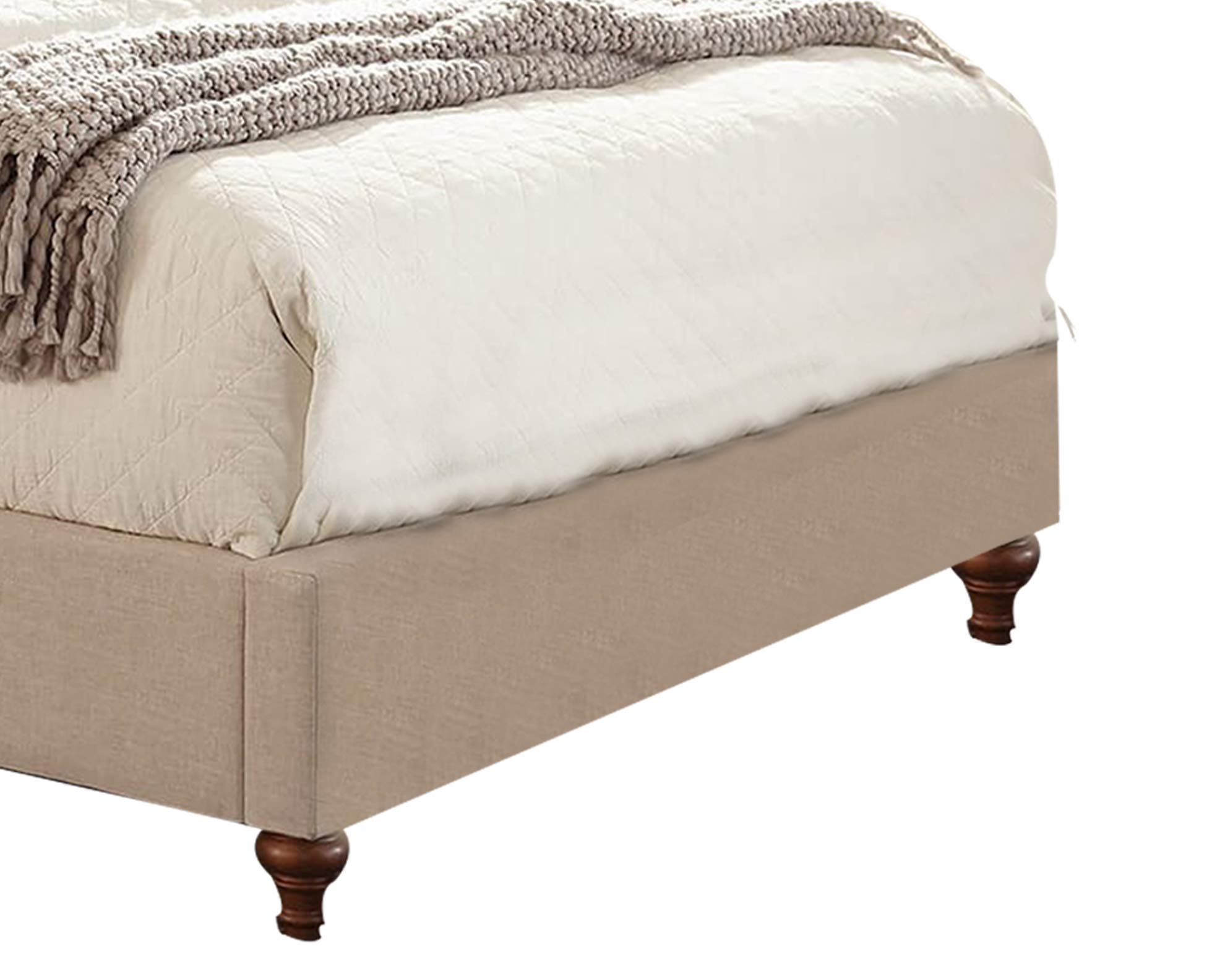 Benjara Beige Fabric Upholstered Queen Size Wooden Bed with Button Tufted Headboard - Elegant Bedroom Furniture for Master Bedroom, Guest Room & Home Decor