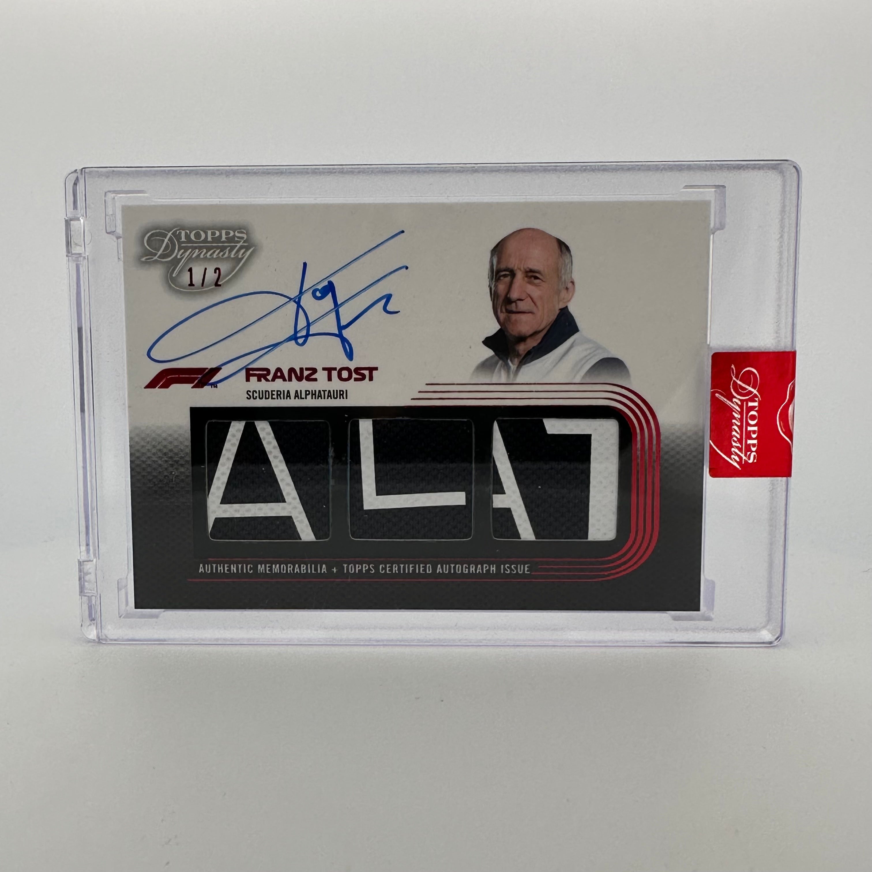2022 Dynasty Triple Relic Autograph Card #SDTRA FT - Franz Tost Racing Memorabilia - Perfect for F1 Collectors, Sports Fans & Autograph Enthusiasts