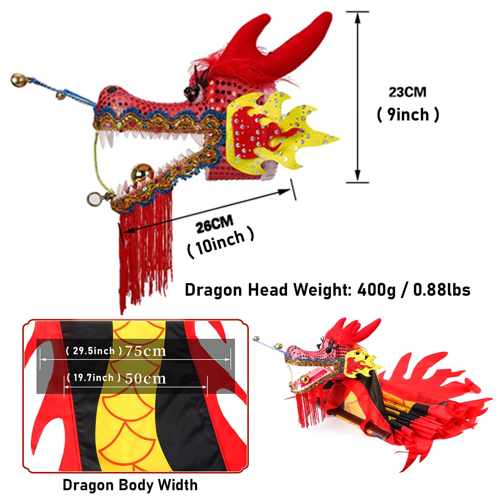 Elderly Dragon Dance Ribbon - 6m/20ft Extra Long Silk Flowy Spinning Dance Poi Streamer for Spring Outings, Party Celebrations & Chinese Cultural Performances (Blue)