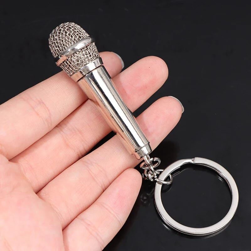 AXLorange Mini Keychain Microphone - Silver, 5cm - Perfect for Vlogging, Podcasting & Travel Recording