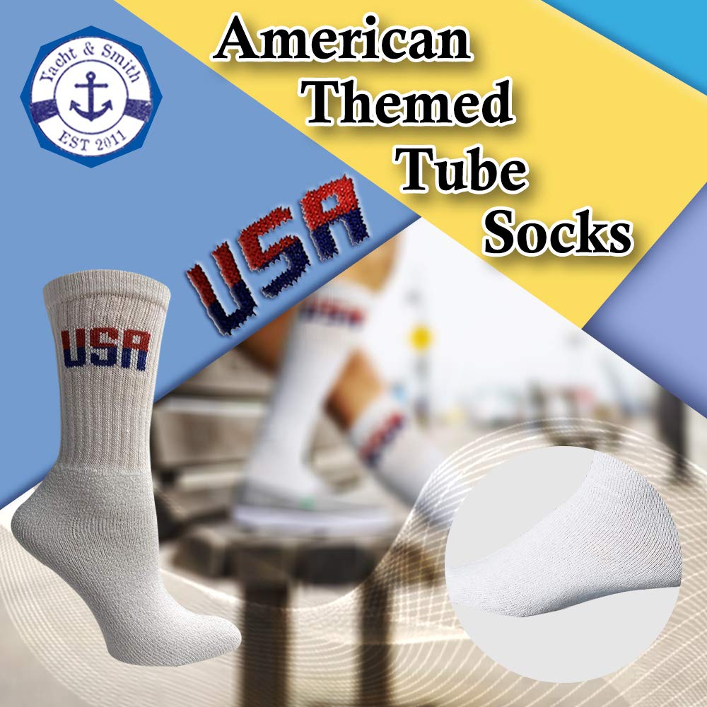 Yacht & Smith USA Pride Wholesale Cotton Socks for Men, Women & Kids - Patriotic American Flag Themed Crew Socks - Perfect for 4th of July, Memorial Day & Independence Day Celebrations