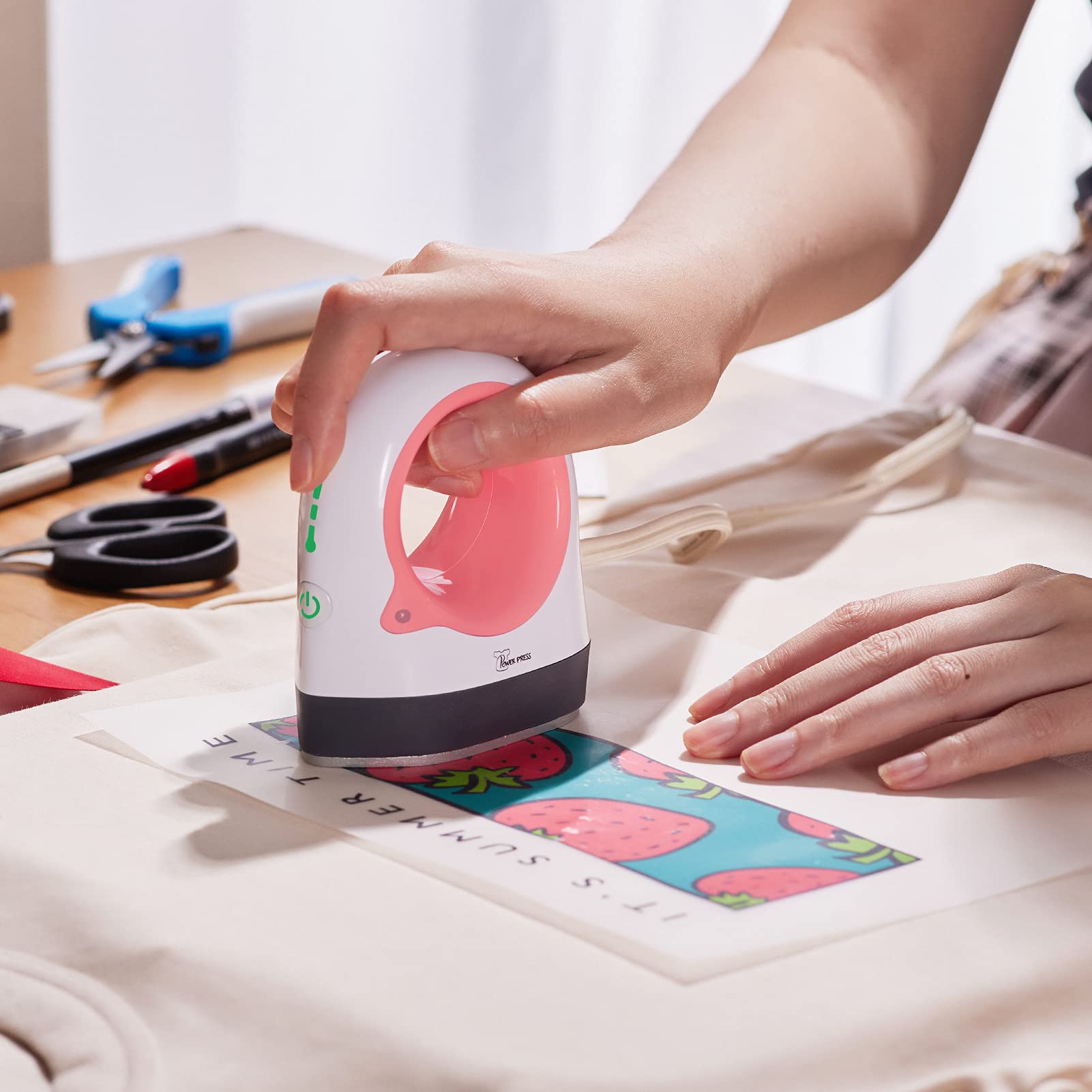 PowerPress HPM-0001-CR Mini Heat Press Machine for T-Shirts & DIY Crafts - Coral Red Heat Transfer Machine for Vinyl, Sublimation & HTV - Perfect for Small Businesses & Home Use