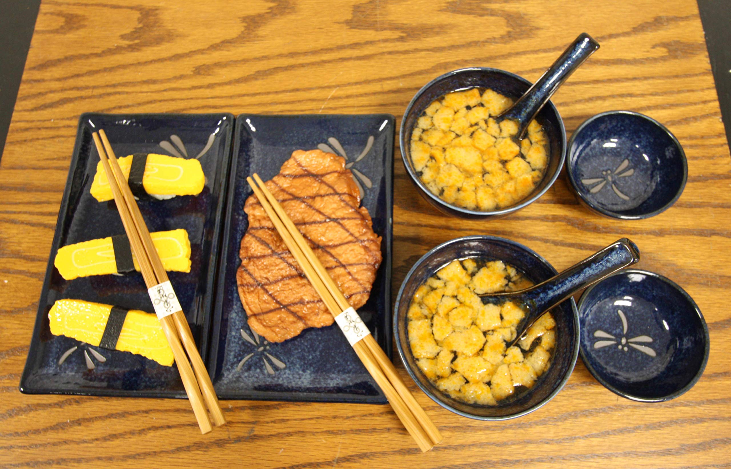 Ebros Gift Japanese Mino Ware Tombo Dragonfly Blue Porcelain 10-Piece Sushi Dinnerware Set for 2 - Includes Sushi Plates, Soup Bowls, Sauce Bowls, Bamboo Chopsticks & Asian Soup Spoons | Authentic Japanese Dining Experience, Perfect for Sushi Nights, Asian-Themed Dinners & Housewarming Gifts