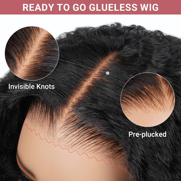 West Kiss Glueless Human Hair Wigs 20 Inch - Pre Plucked Curly Lace Front Wig with 4x7 Lace Closure | No Glue Needed, Ready to Wear | Perfect for Daily Wear, Parties & Special Occasions