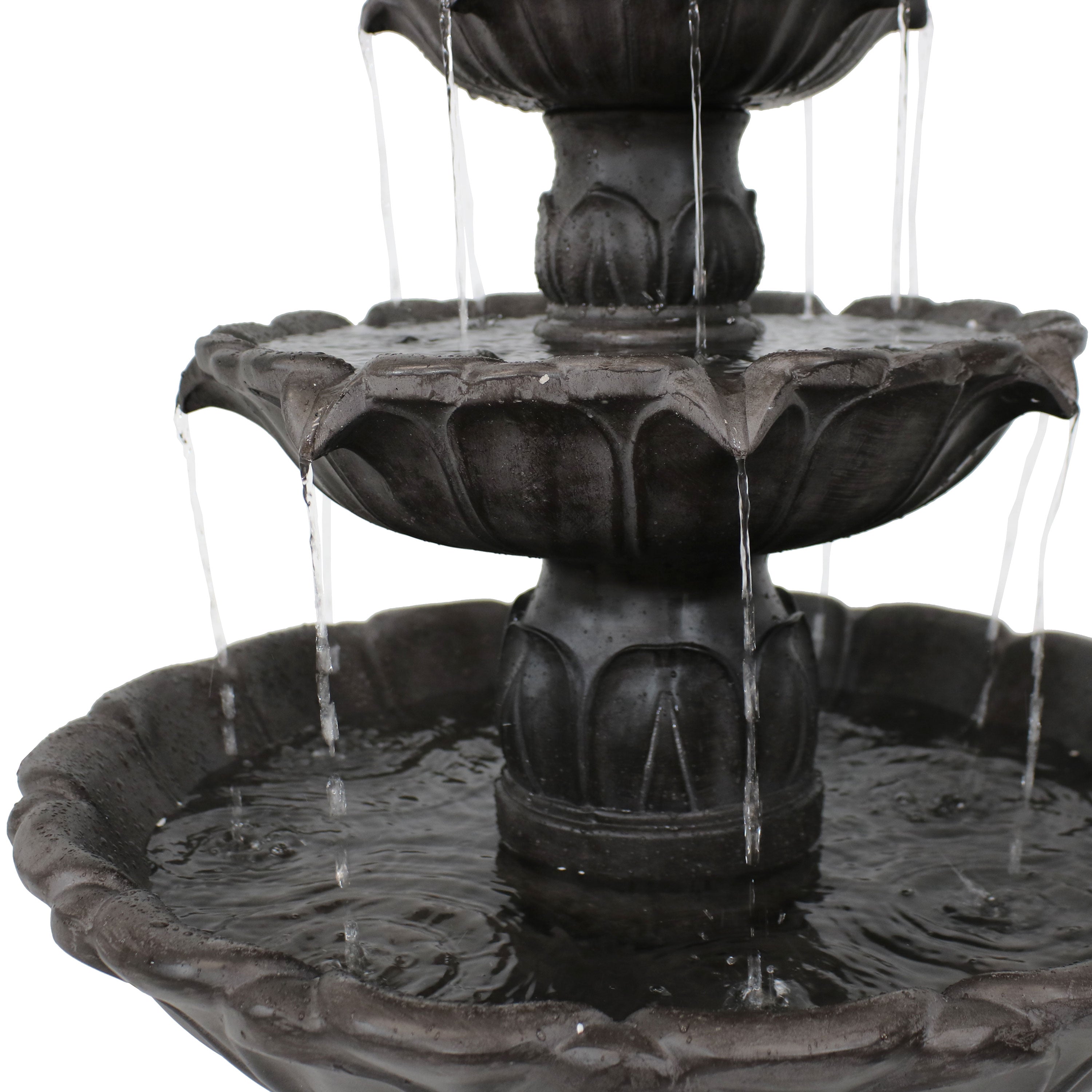 Sunnydaze Classic 3-Tier Tulip Outdoor Water Fountain - Garden Decor, Patio, Yard, and Backyard Relaxation