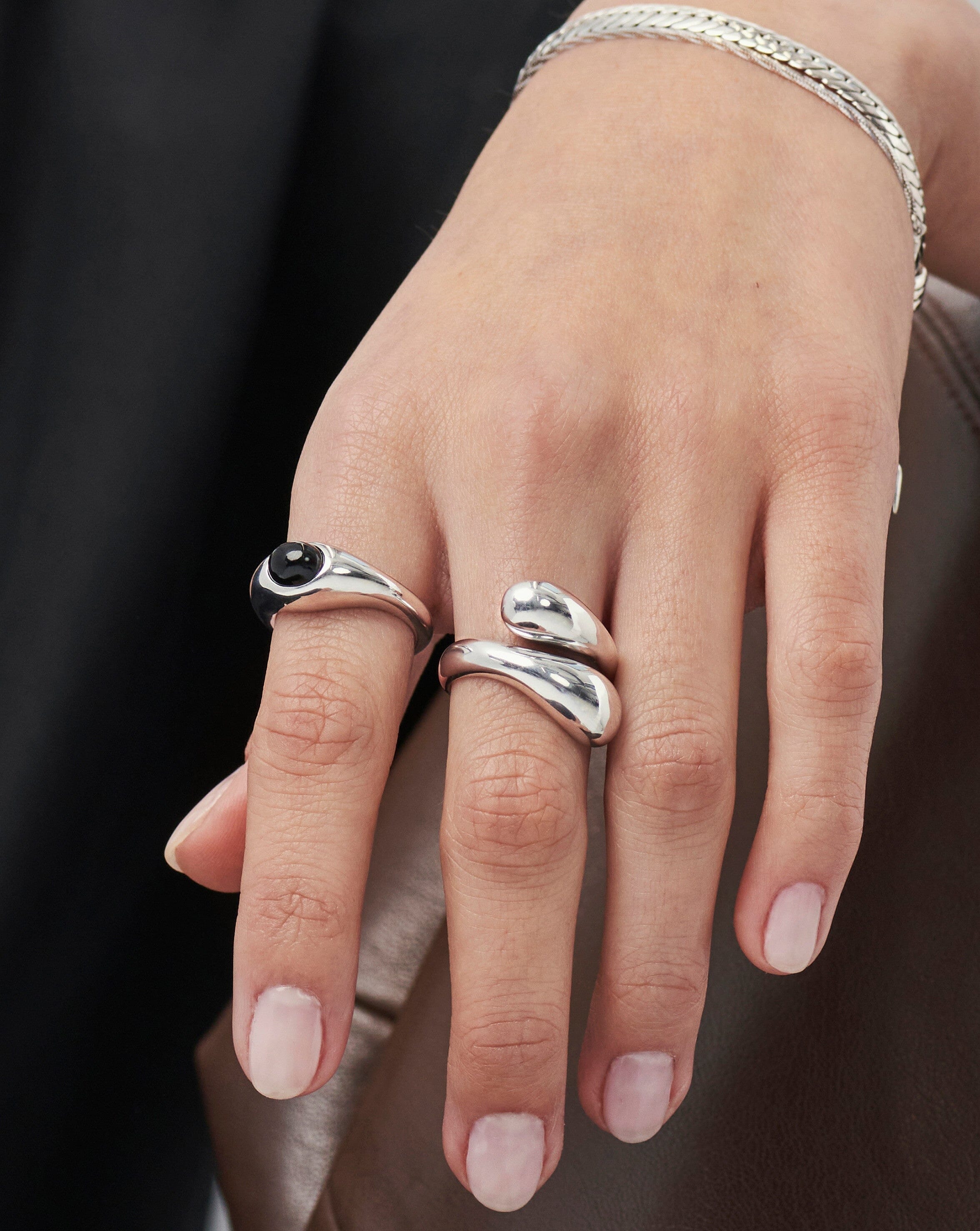 Savi Sculptural Gemstone Stacking Ring - Sterling Silver & Black Onyx Jewelry for Women | Elegant Layered Rings for Everyday Wear, Gift Giving & Special Occasions
