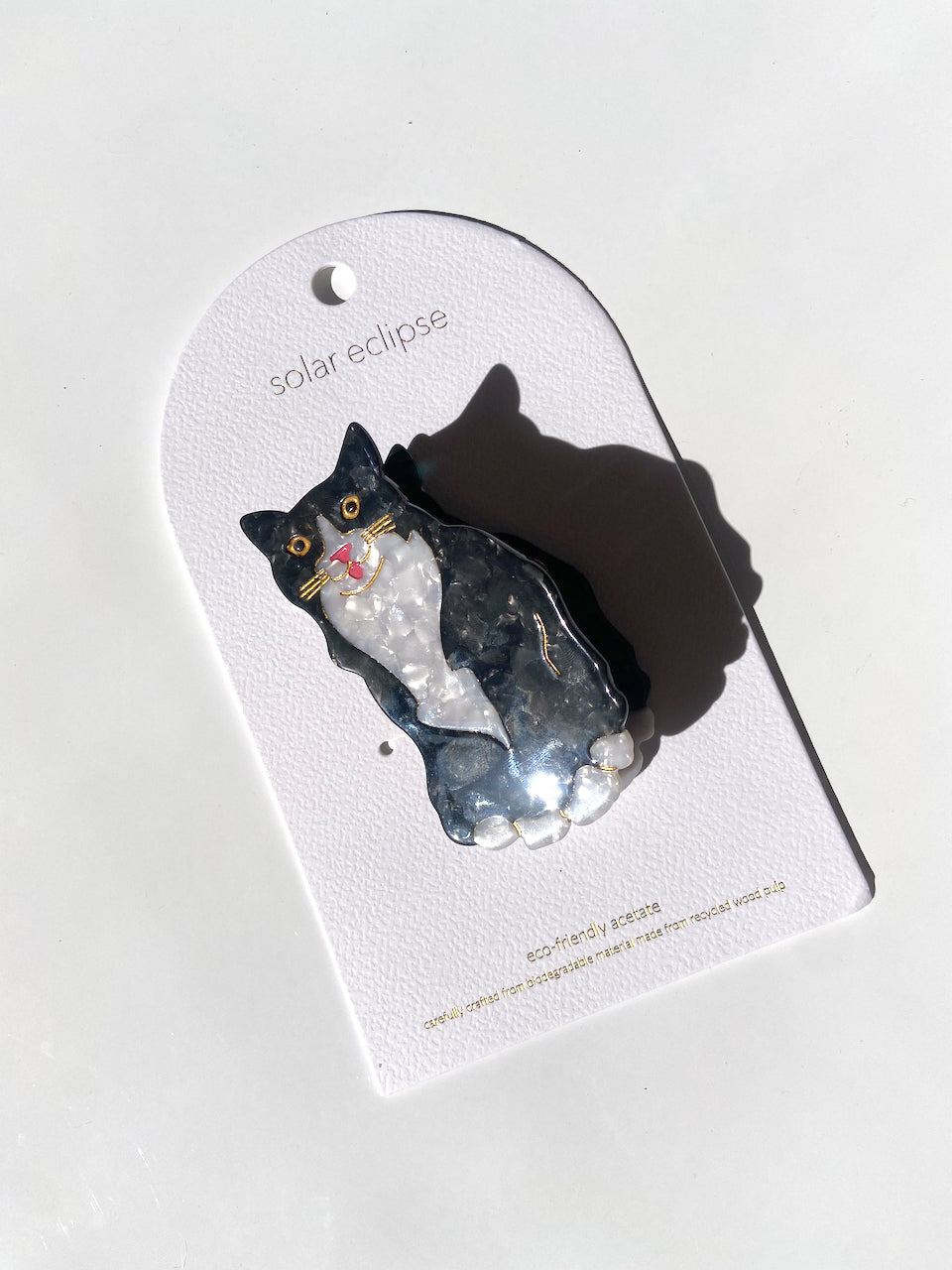 Hand Painted Tuxedo Cat Claw Hair Clip - Cute Cat Ear Hair Clips for Women & Girls - Perfect for Cosplay, Costume Parties & Everyday Fashion Accessories