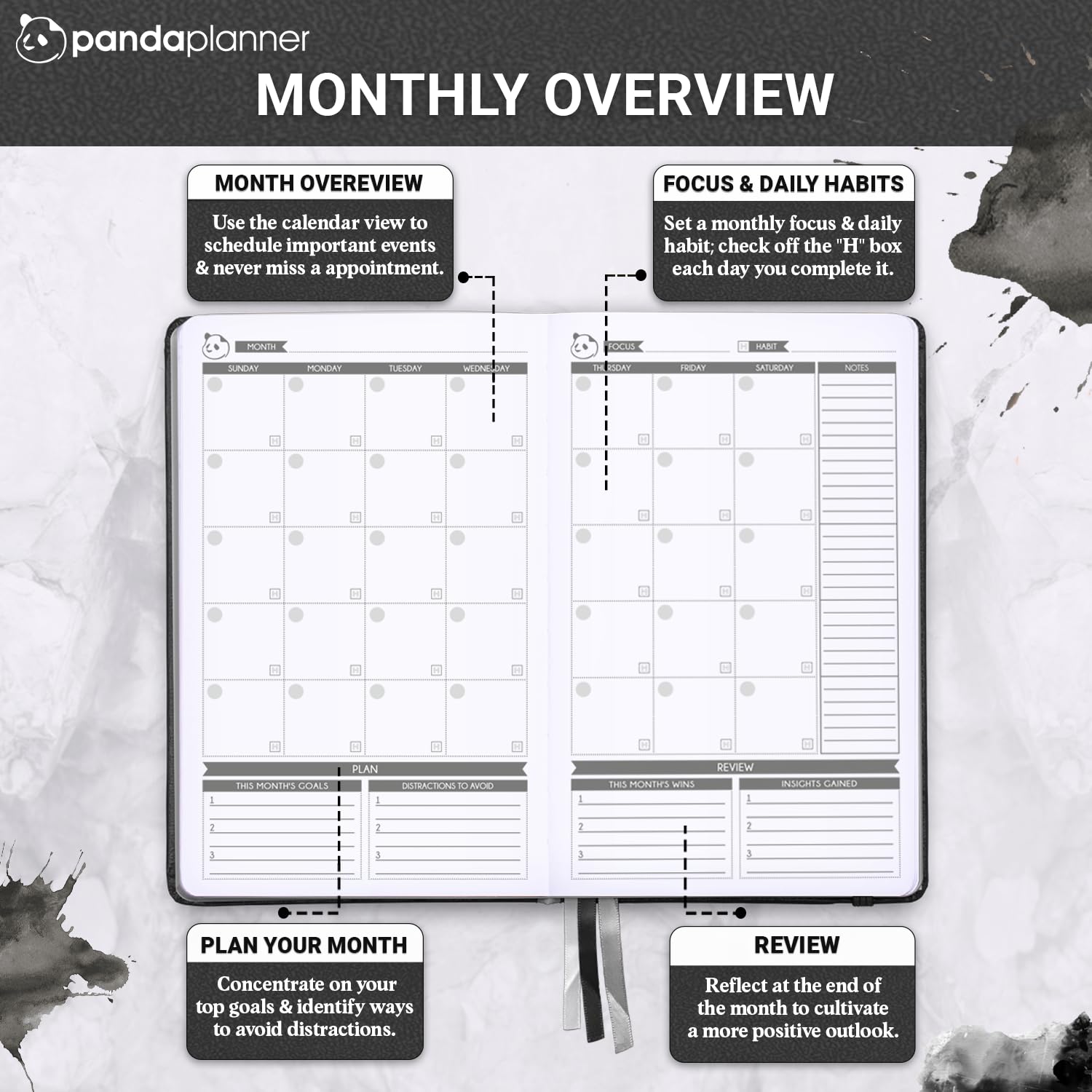 Panda Planner 2025 Undated Daily Planner with Hourly Schedule - 5.75